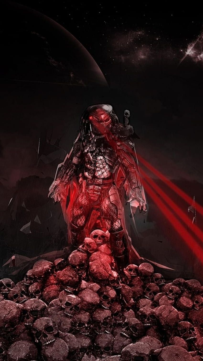 Predator, Rotes Licht, Totenschädel, Dunkel, Hochformat, HD, Handy-Hintergrundbild