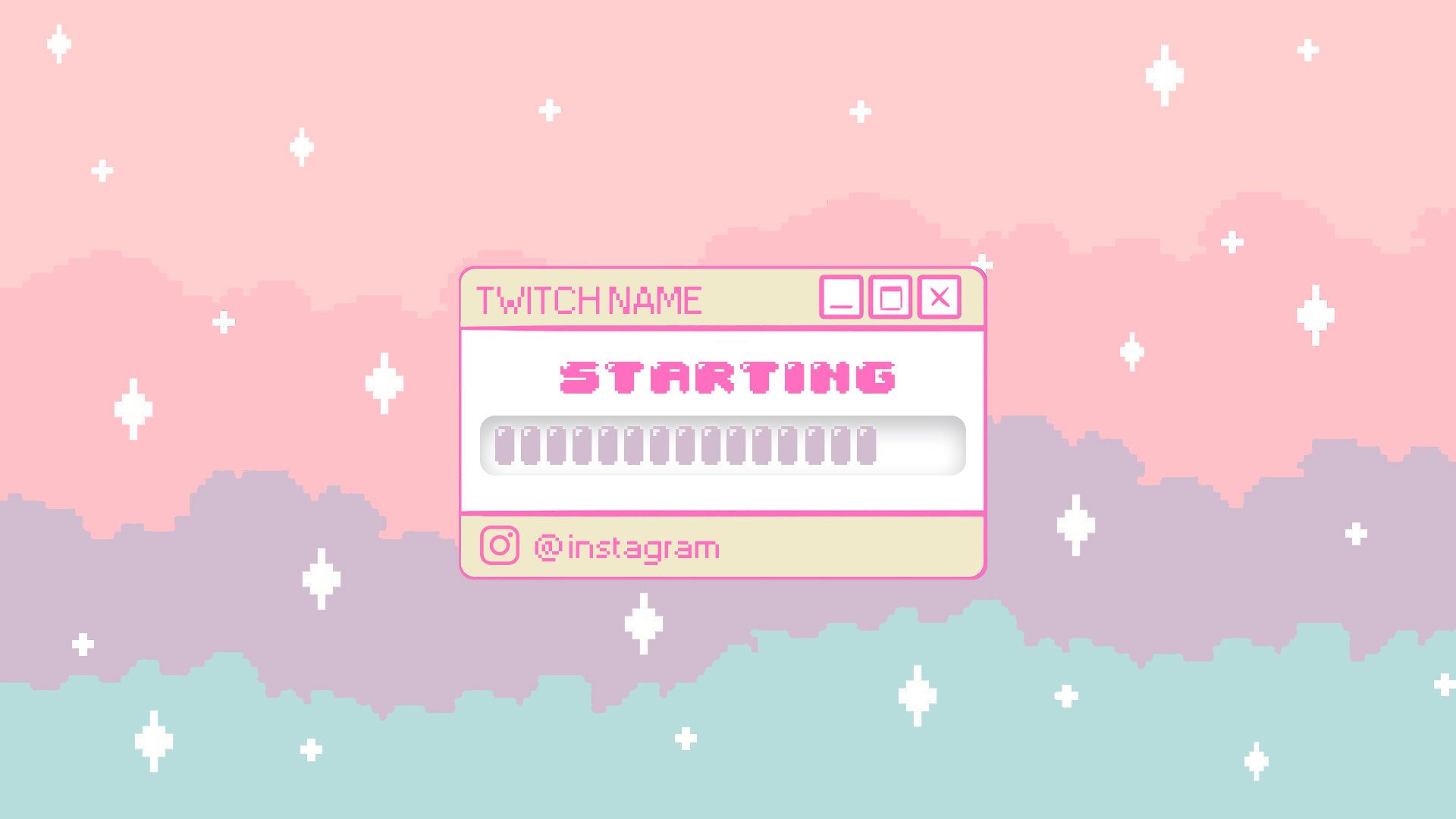 Starting, Ladebalken, Pixel Art, Rosa Wolken, Stream-Szene, Full HD, Windows-Hintergrundbild