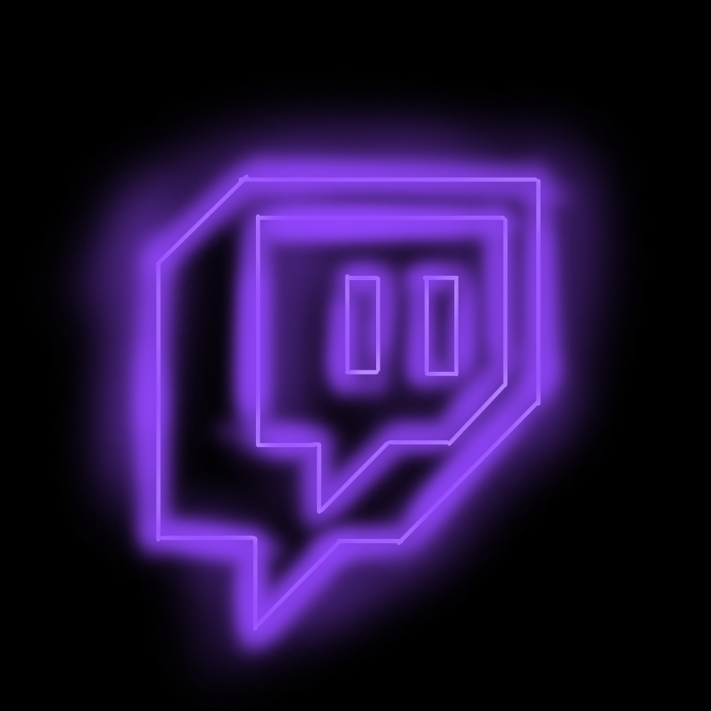 Twitch, Neon-Logo, Lila Leuchten, Schwarzer Hintergrund, Wallpaper