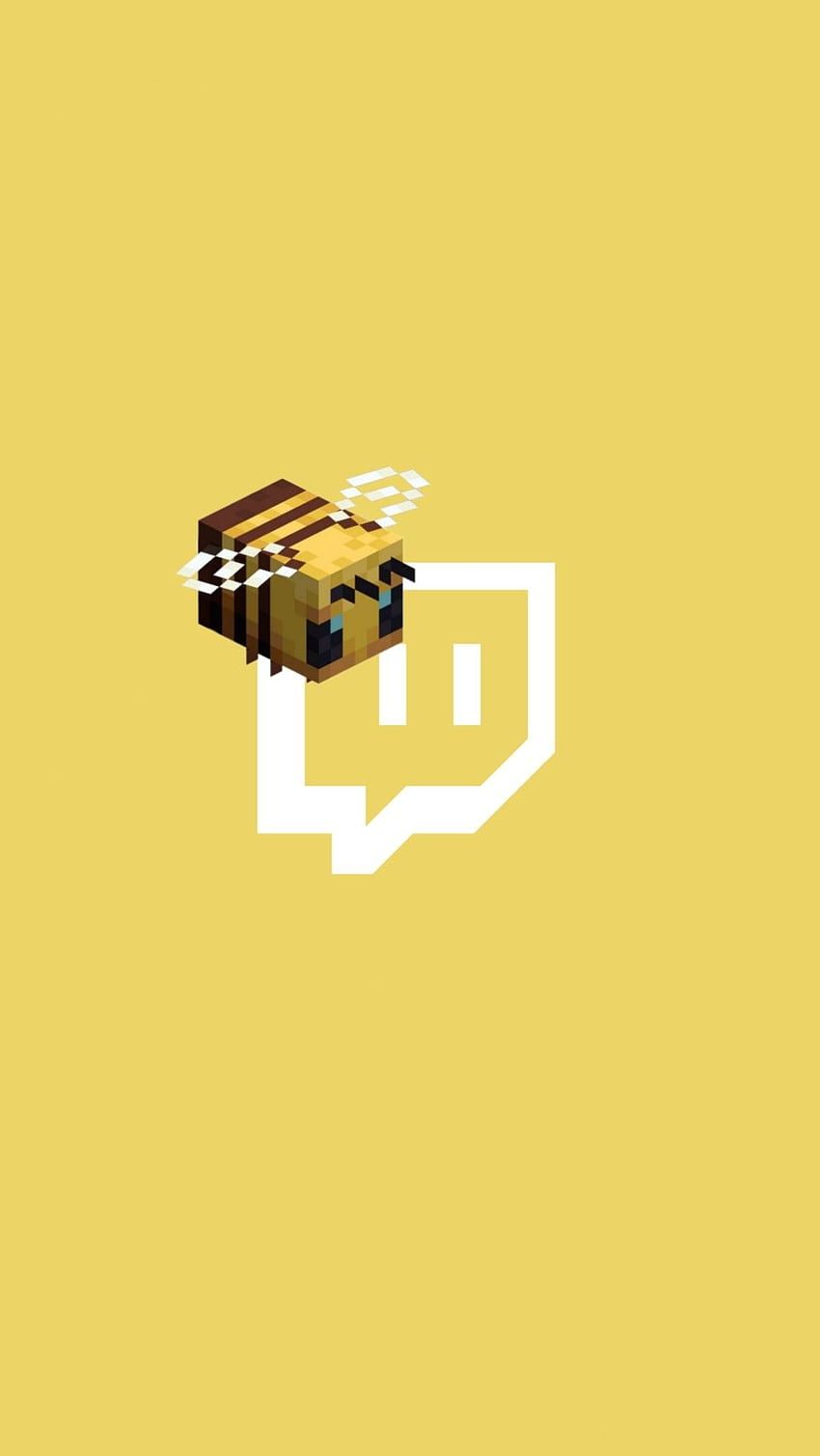 Twitch, Biene, Logo, Gelber Hintergrund, Pixel Art, HD, Sperrbildschirm fürs iPhone