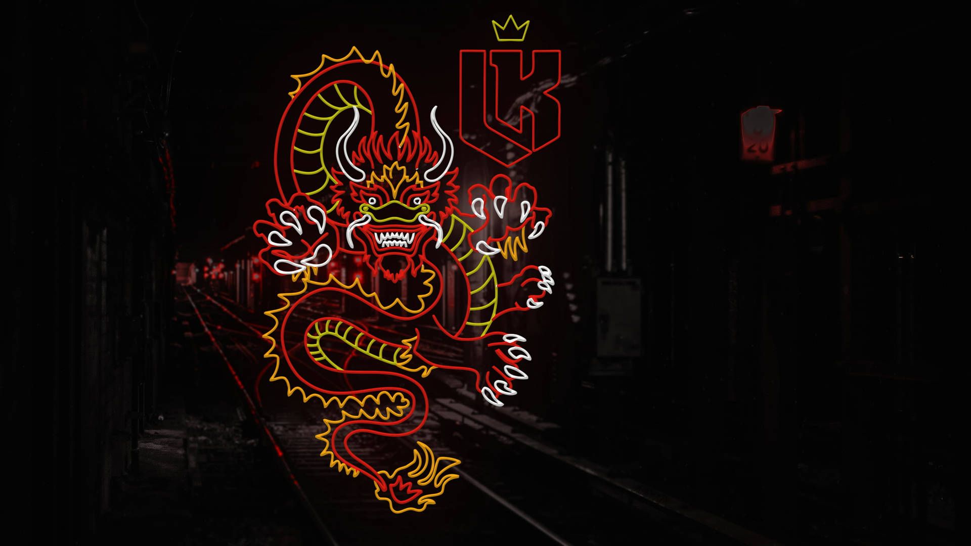 Drache, Neon, Chinesischer Drache, Dunkel, Full HD 1080p, Desktop-Hintergrundbild