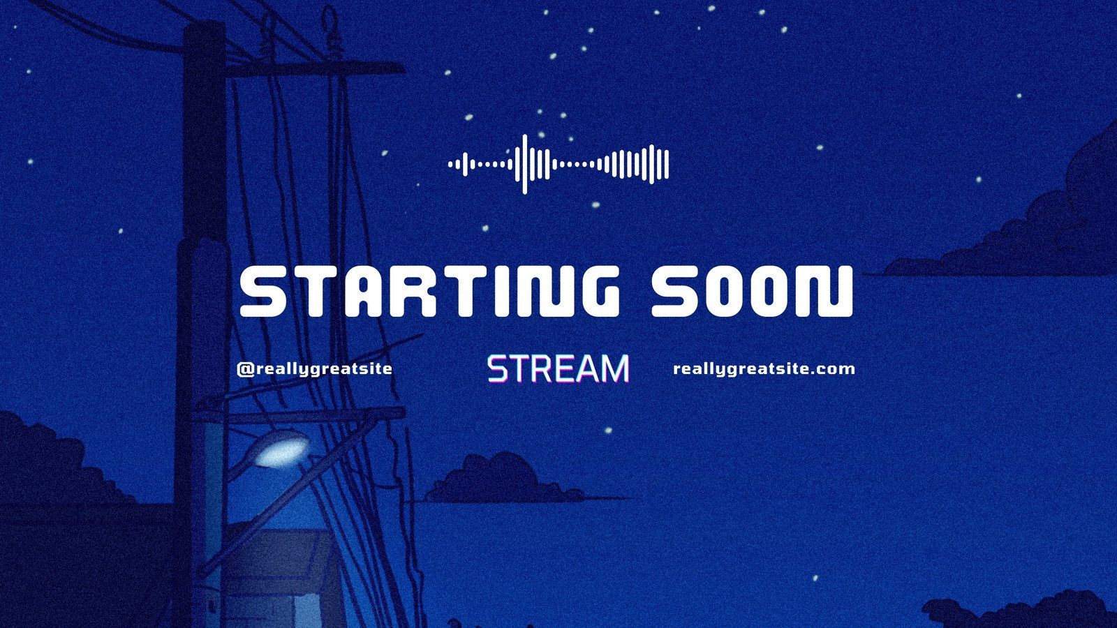 Starting Soon, Stream, Nachthimmel, Strommast, Blau, HD, Hintergrund für den Desktop