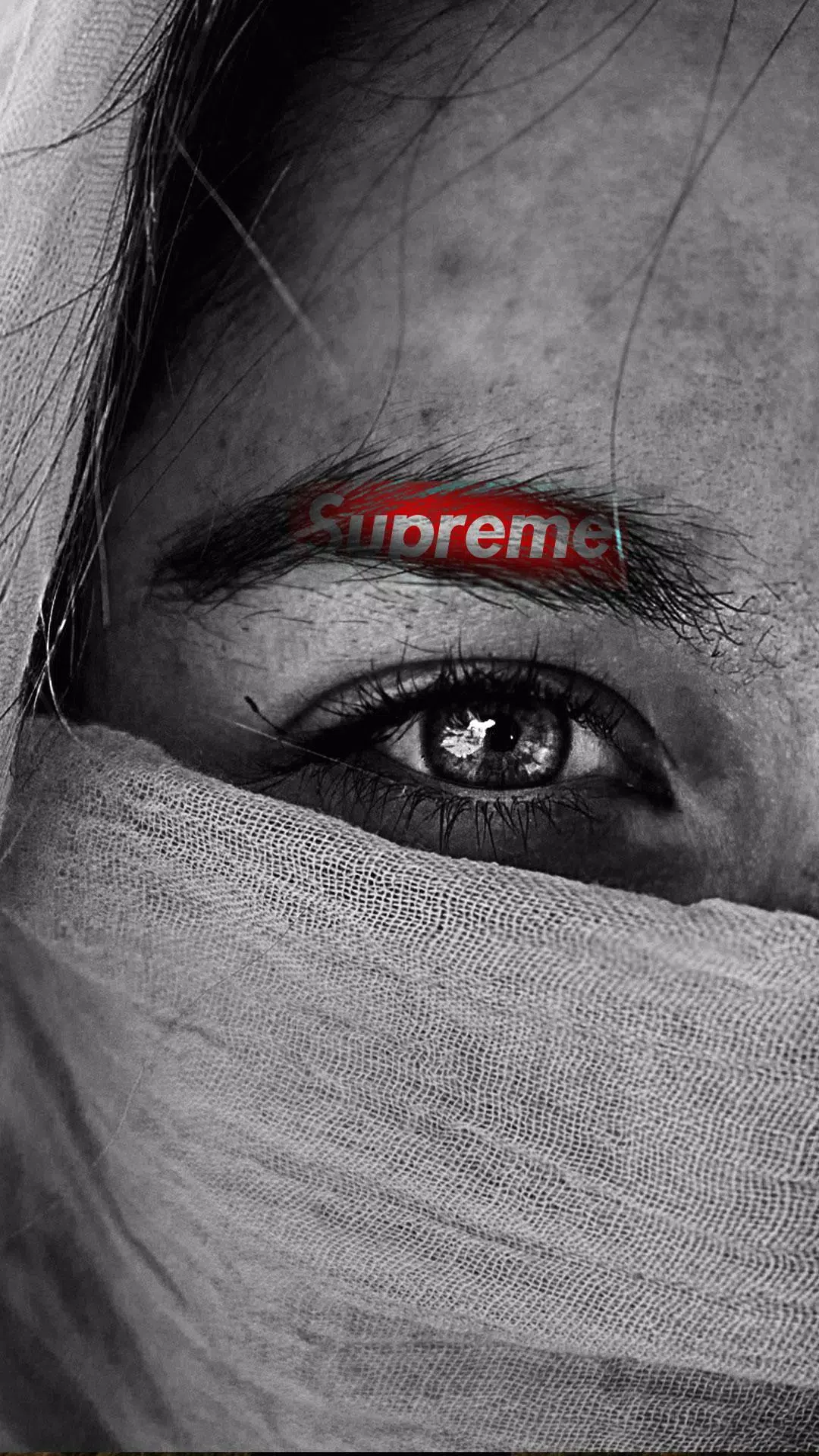 Auge, Supreme, Schwarzweiß, Nahaufnahme, Verhülltes Gesicht, 1080x1920, Handy-Hintergrund