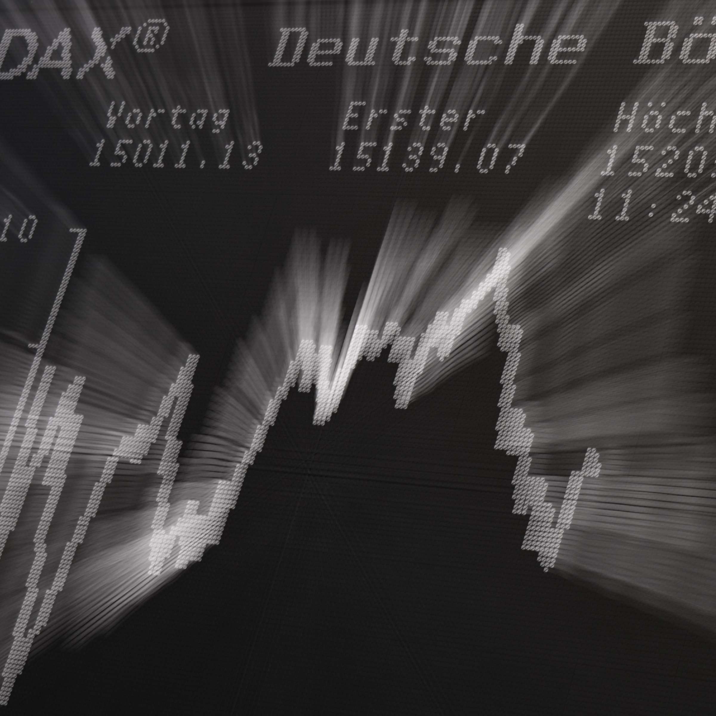 DAX, Deutsche Börse, Kurstafel, Börsencrash, Schwarzweiß, Full HD, iPad-Hintergrundbild