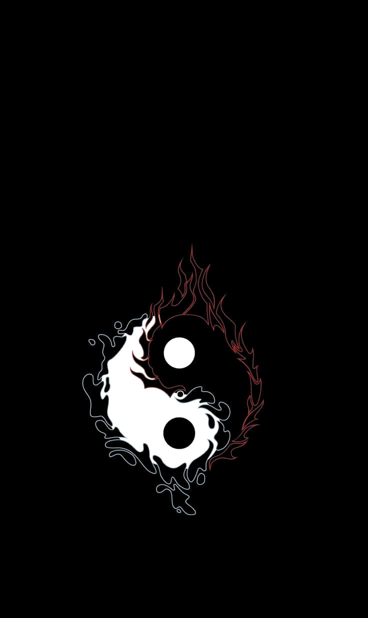 Yin und Yang, Flammen, Schwarzer Hintergrund, Minimalistisch, Sperrbildschirm fürs iPhone