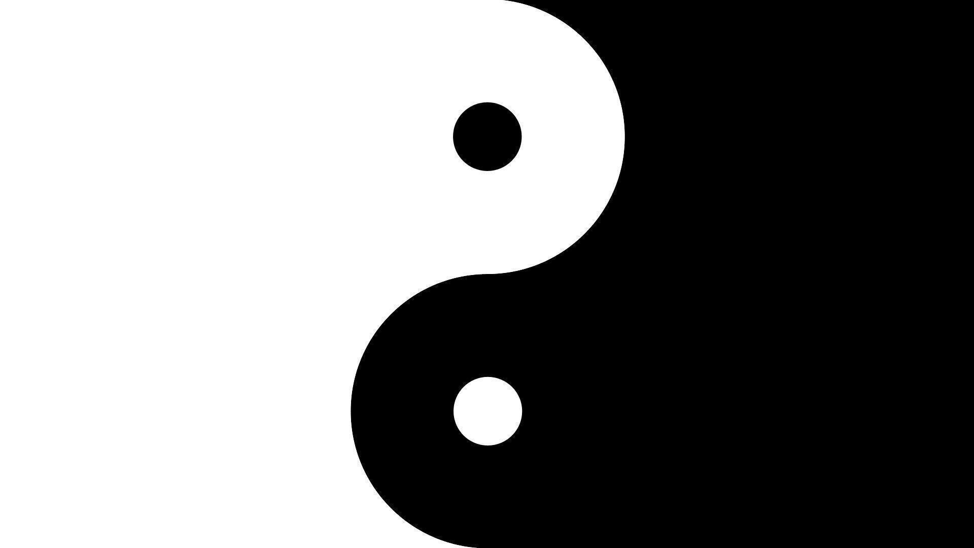 Yin-Yang-Symbol, Nahaufnahme, Schwarz-Weiß, Kontrast, 16:9, Full-HD-Hintergrundbild für den Desktop