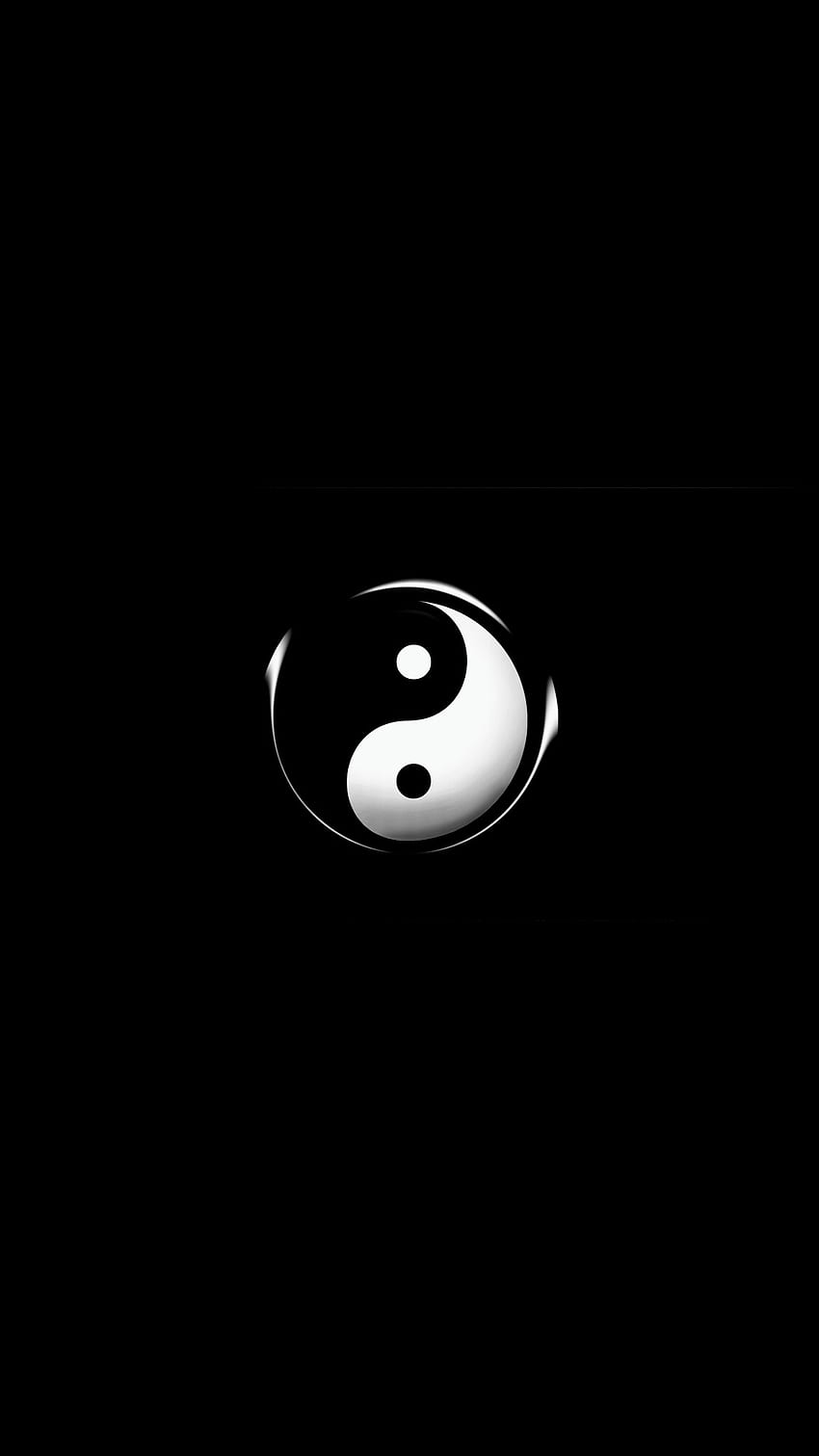 Yin-Yang-Symbol, Schwarzer Hintergrund, Minimalistisch, Glanz, Sperrbildschirm fürs iPhone