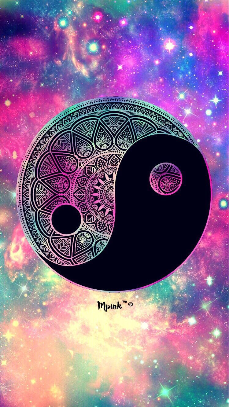 Yin und Yang, Mandala, Galaxie, Bunt, Weltall, HD, Hintergrundbild fürs Handy