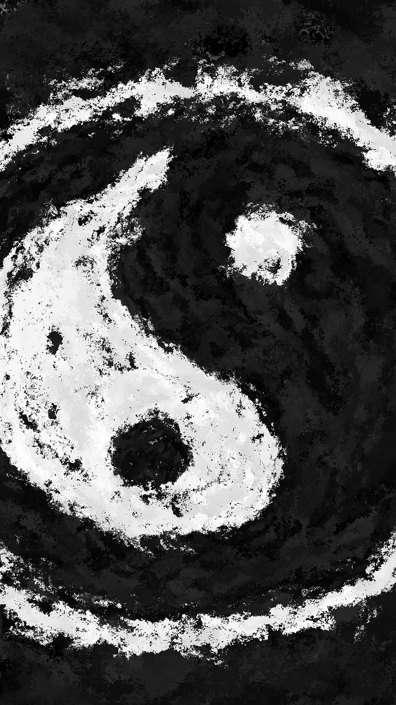 Yin und Yang, Textur, Schwarz-Weiß, Grunge, HD, Sperrbildschirm fürs iPhone