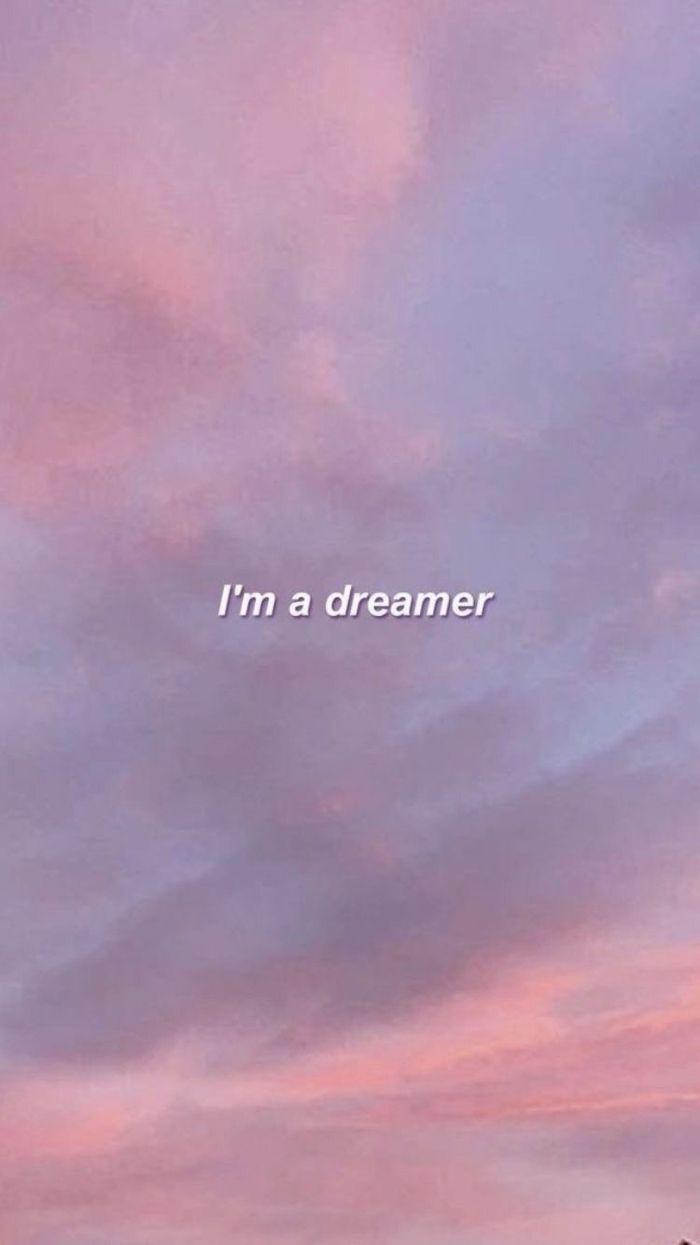 I'm a dreamer, Rosa Wolken, Pastellhimmel, Zitat, Hintergrundbild für iPhone und Android