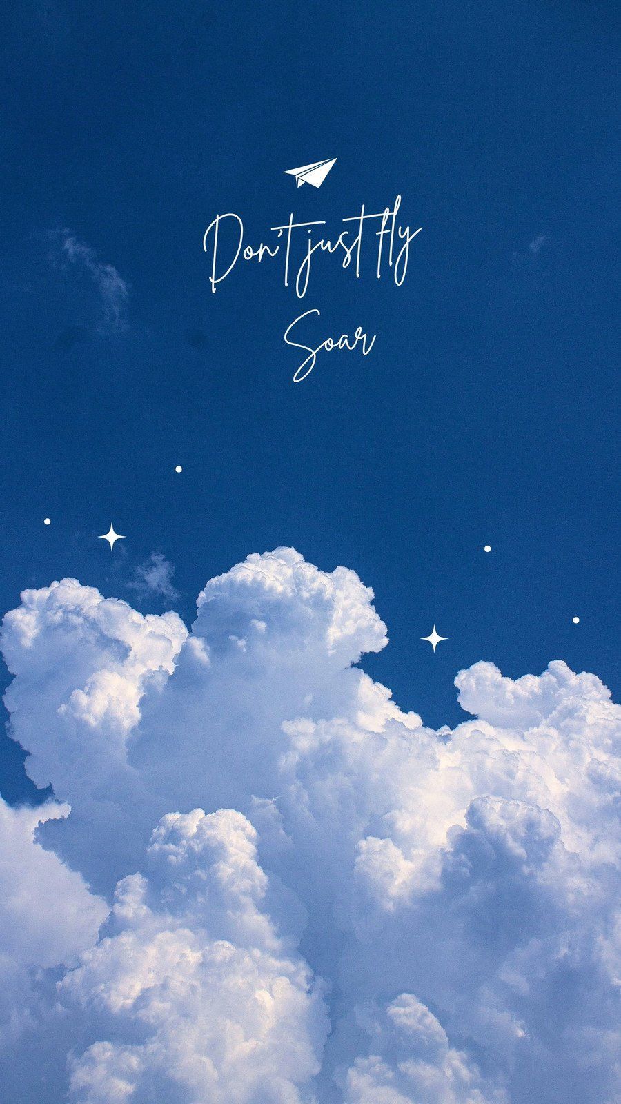 Wolken, Blauer Himmel, Papierflieger, Schriftzug, Minimalismus, HD, Handy-Hintergrundbild