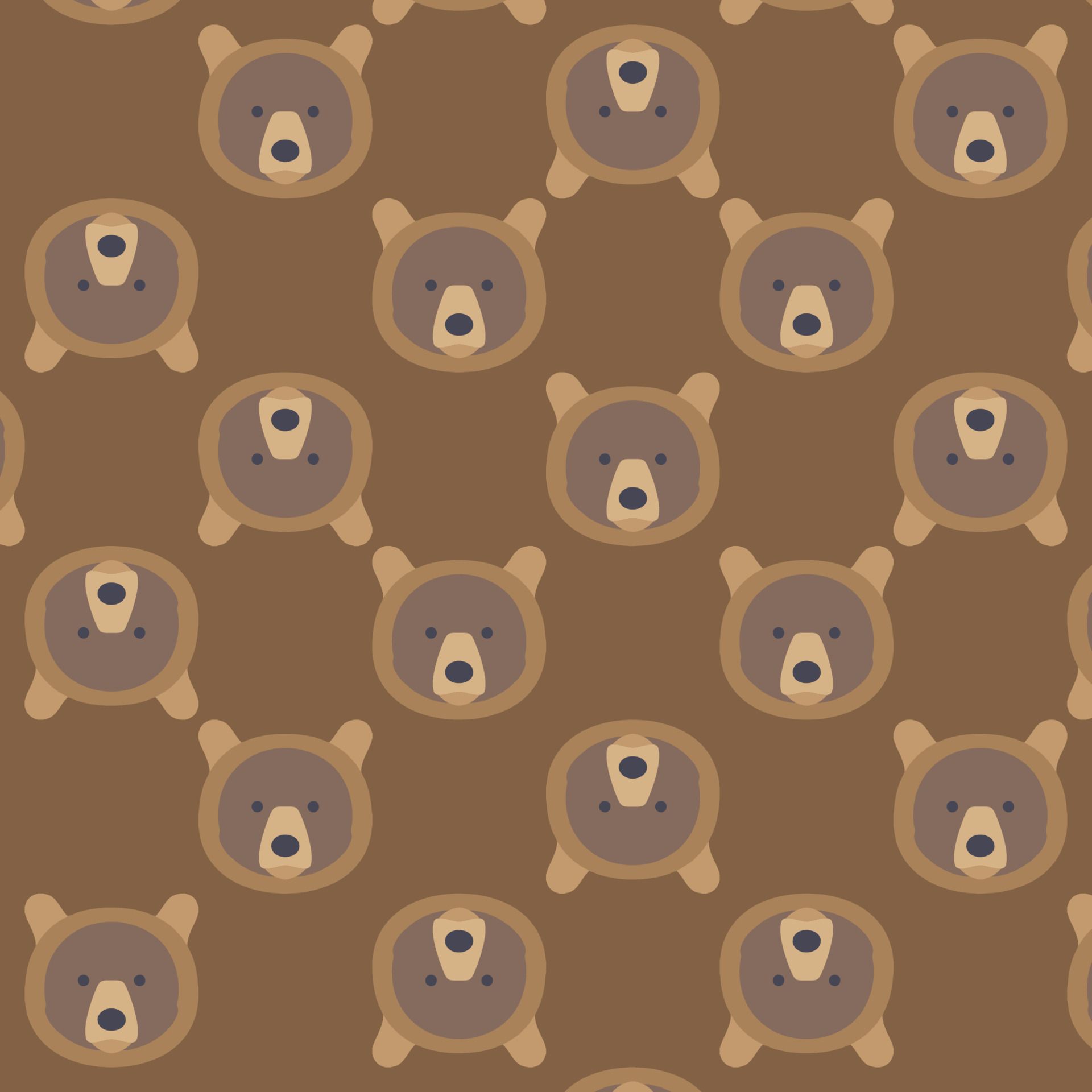 Bären, Muster, Illustration, Braun, Niedlich, Full HD, Hintergrundbild fürs Tablet