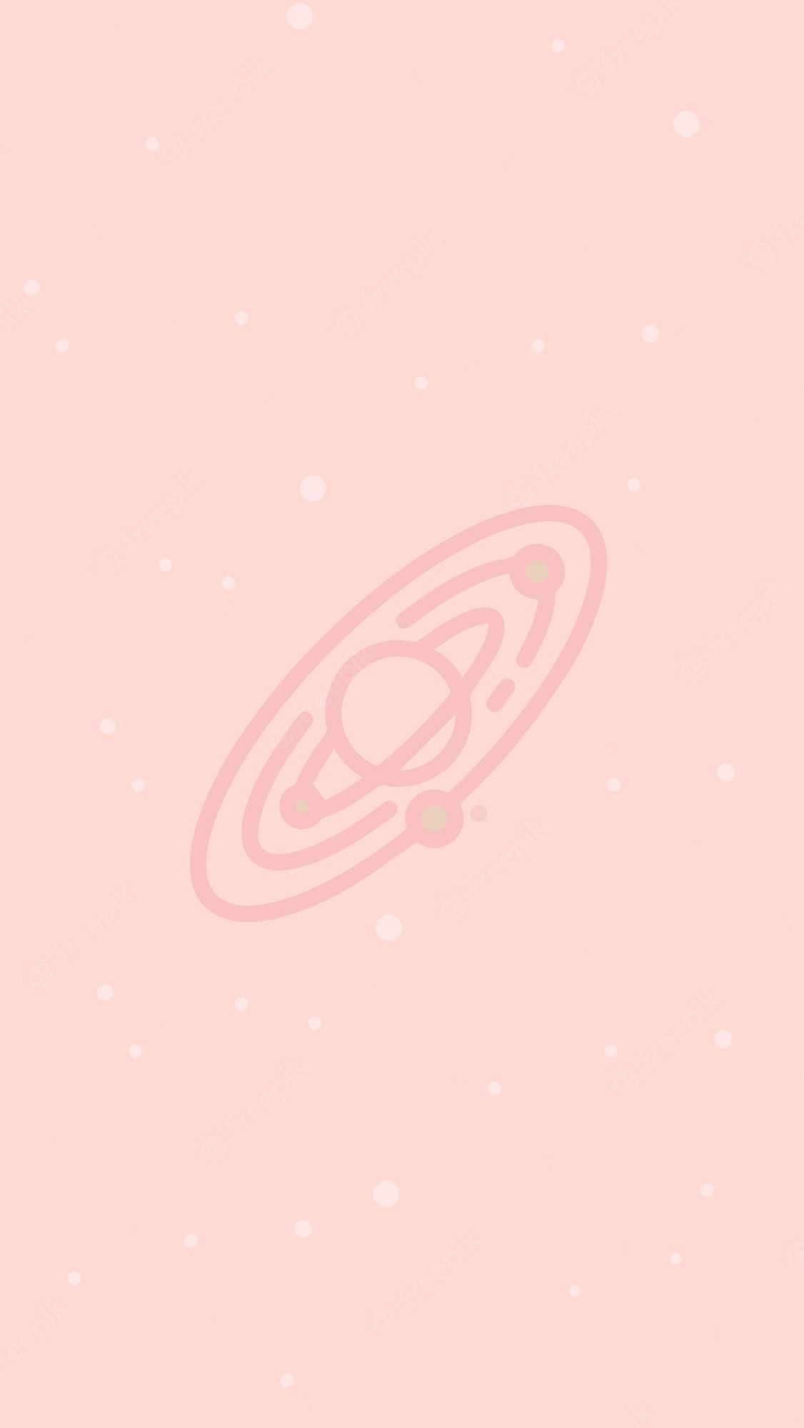 Saturn, Linienzeichnung, Rosa Hintergrund, Minimalistisch, Sperrbildschirm fürs iPhone