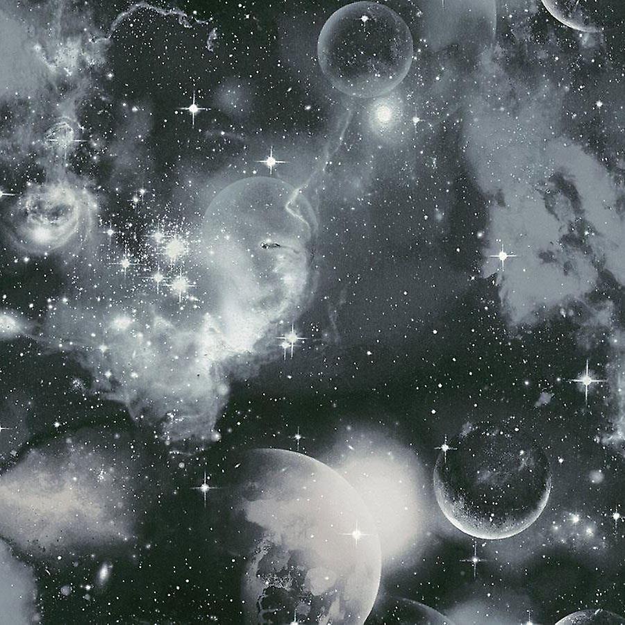 Planeten, Nebel, Schwarz-Weiß, Sterne, Hintergrundbild für iPad und Tablet