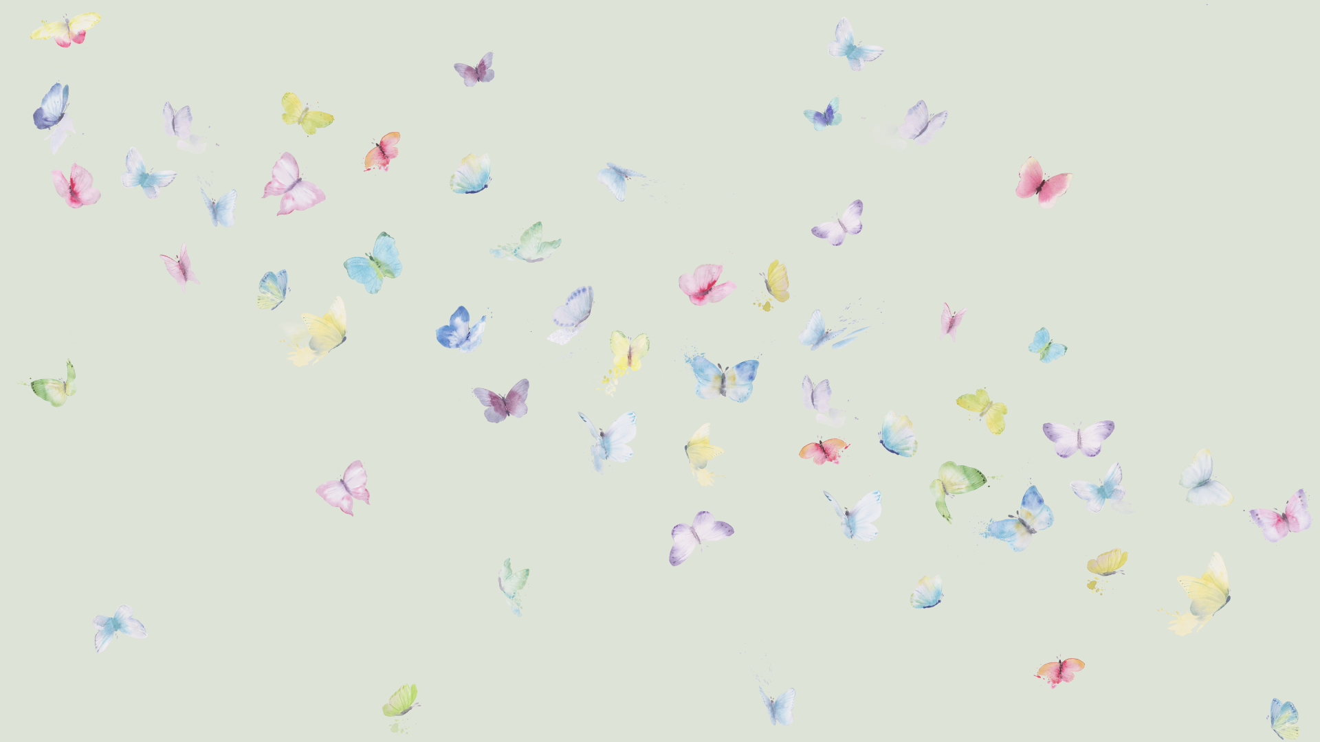 Schmetterlinge, Pastell, Bunt, Mintgrün, 16:9, Full-HD-Hintergrundbild für den Desktop