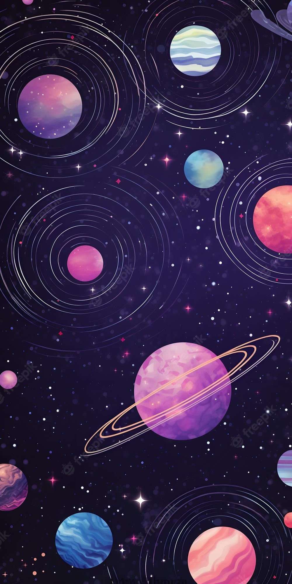 Planeten, Umlaufbahnen, Illustration, Bunt, HD, Sperrbildschirm fürs iPhone