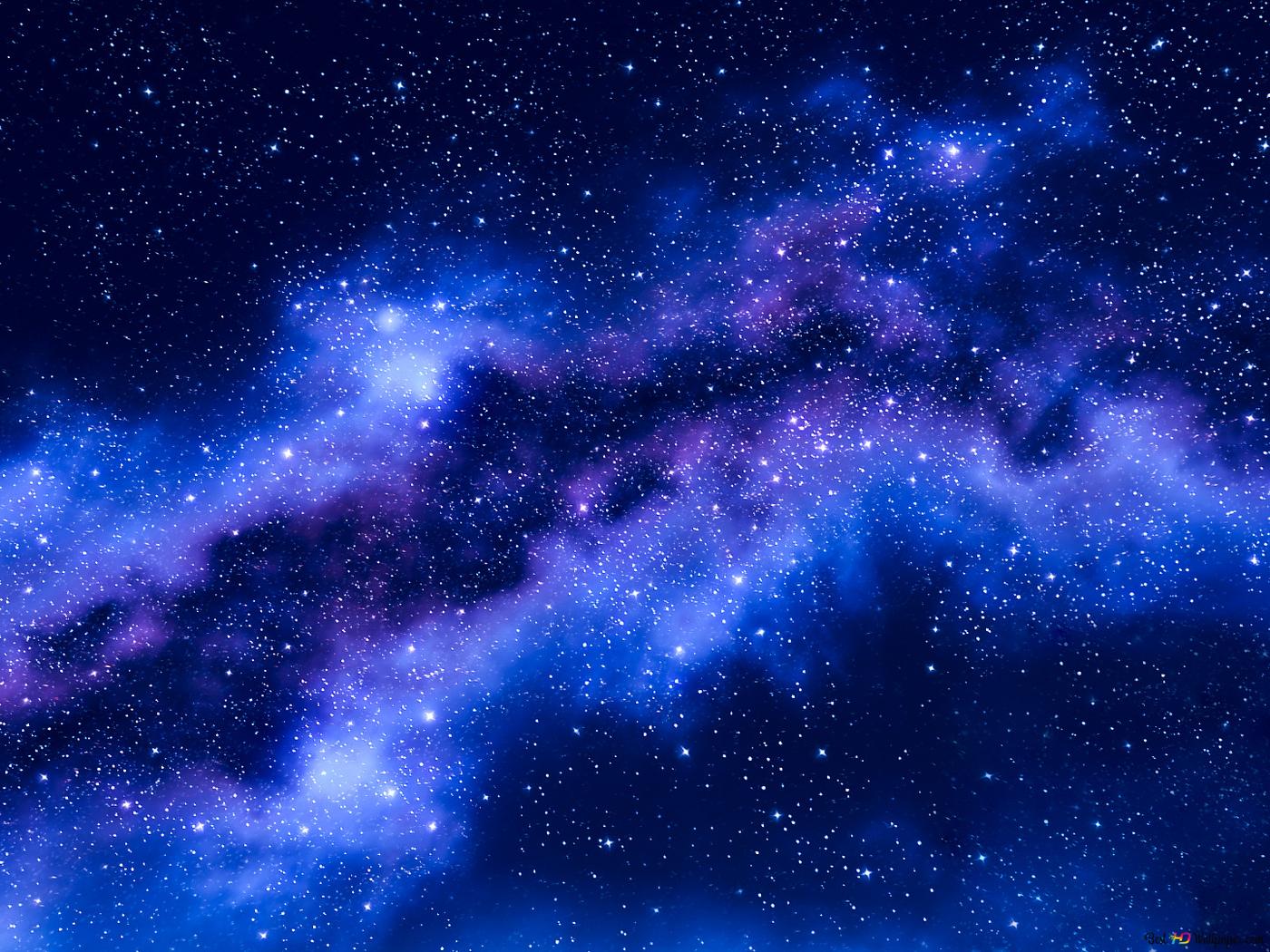 Milchstraße, Sternenhimmel, Blau, Lila, HD, iPad-Hintergrundbild