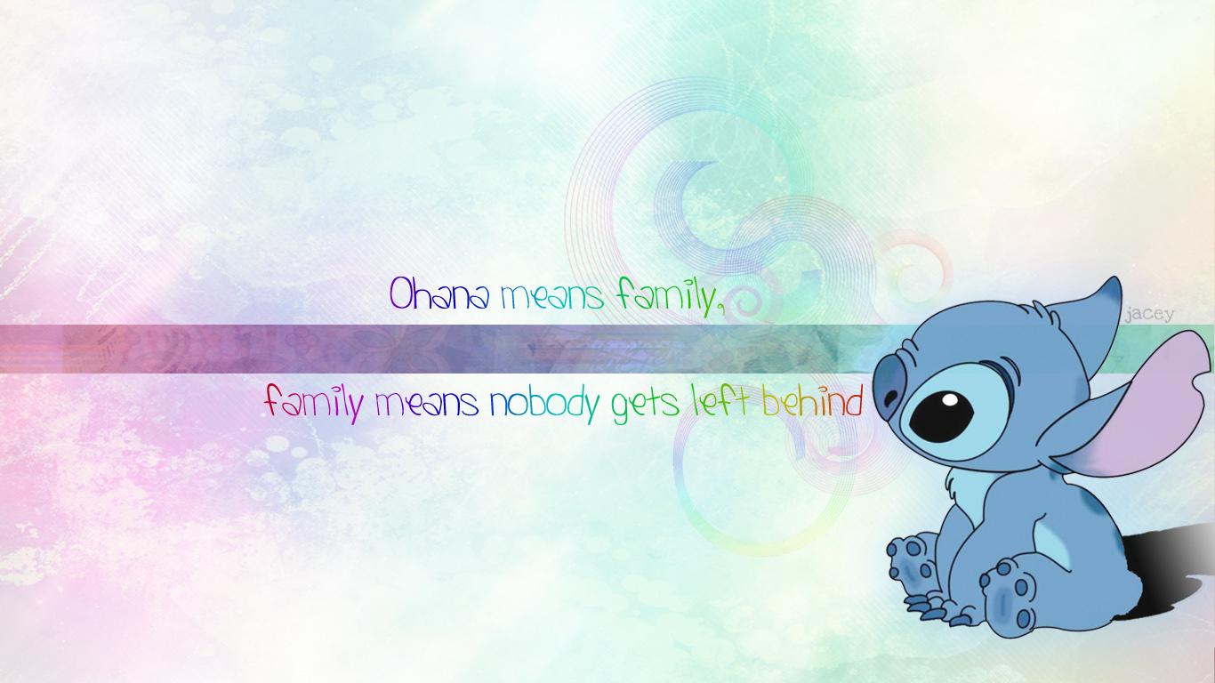 Stitch, Ohana, Zitat, Pastell, Lilo & Stitch, 16:9, HD-Hintergrundbild für den Desktop