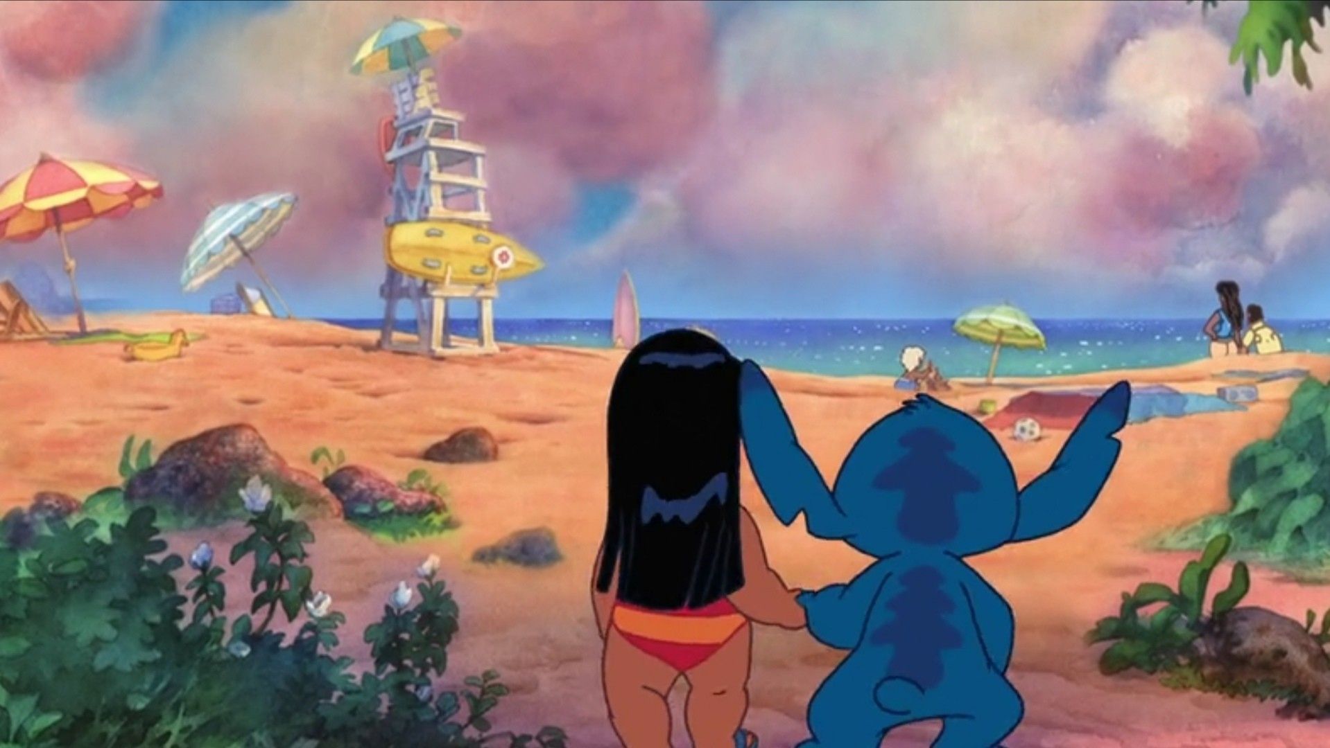 Lilo, Stitch, Strand, Rettungsturm, Hawaii, Rückansicht, HD, Desktop-Hintergrund