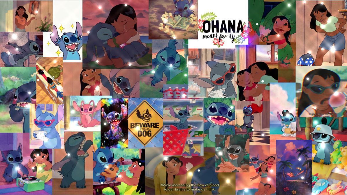 Lilo & Stitch, Collage, Ohana, Lilo, Stitch, Bunt, Hintergrundbild