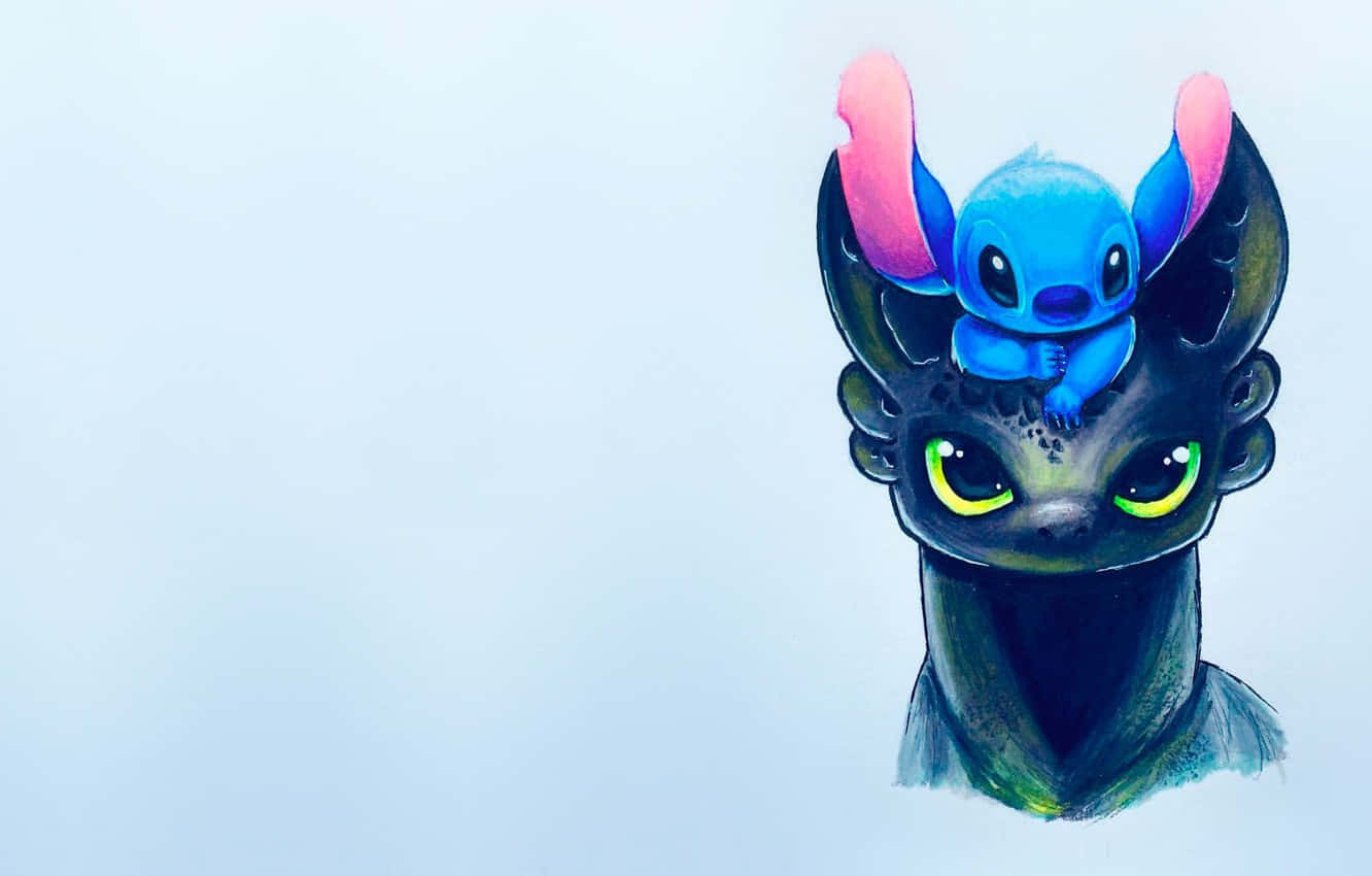 Stitch, Ohnezahn, Drachenzähmen leicht gemacht, Crossover, Fan-Art, HD, Windows-Hintergrundbild