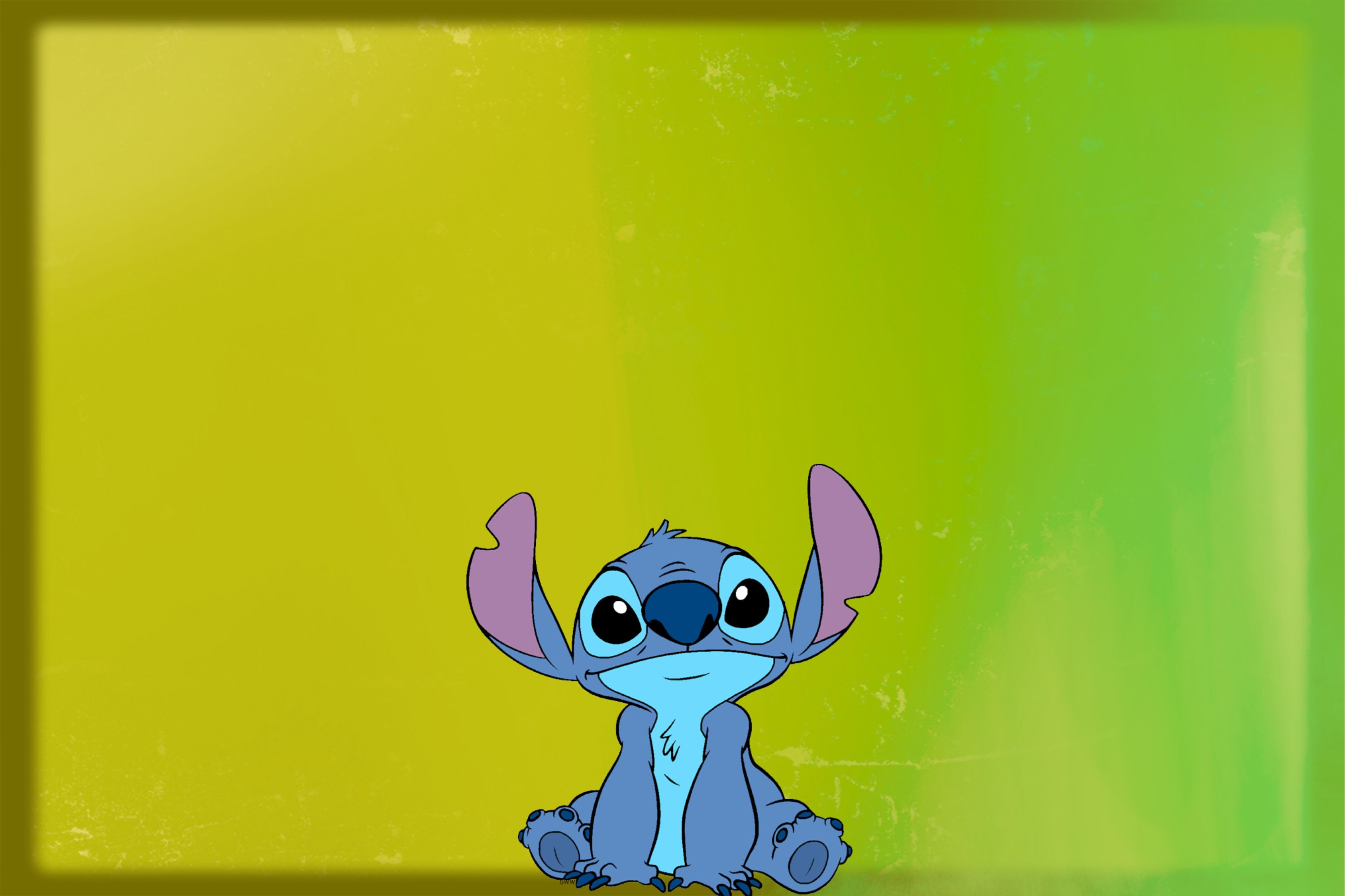 Stitch, Grüngelb, Farbverlauf, Minimalismus, Disney, 2K, Hintergrundbild für den PC