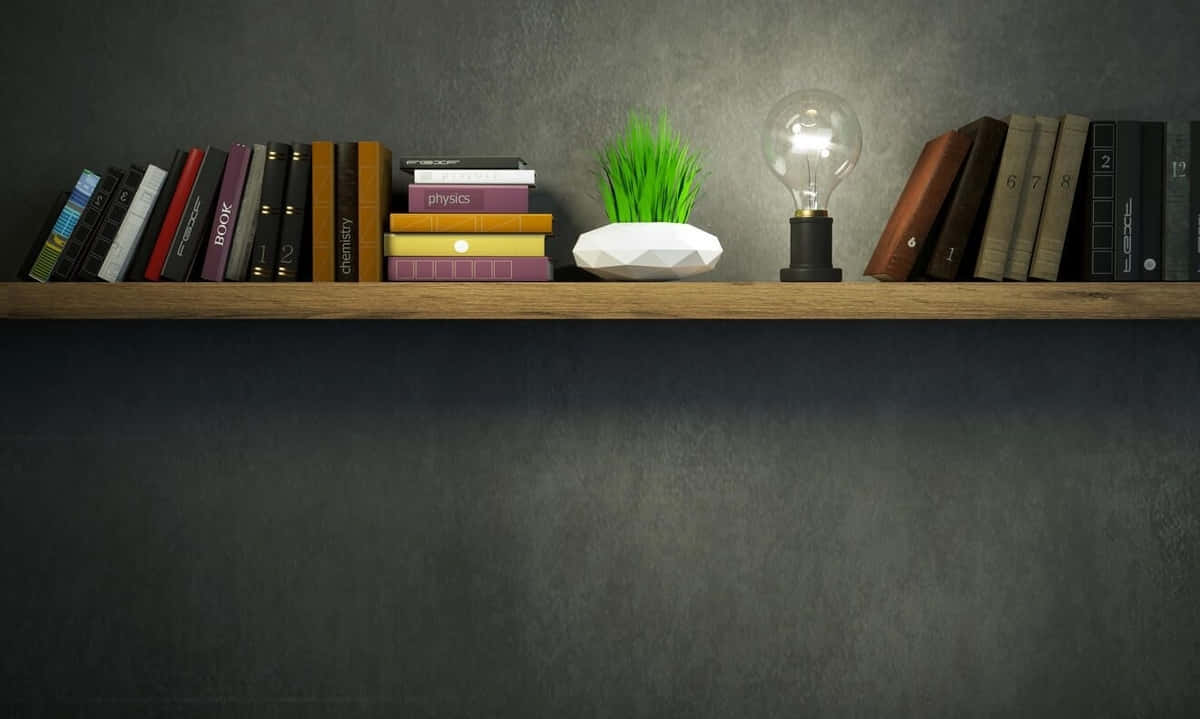 Bücherregal, Glühbirne, Bücher, Dunkle Wand, Interieur, Hintergrund