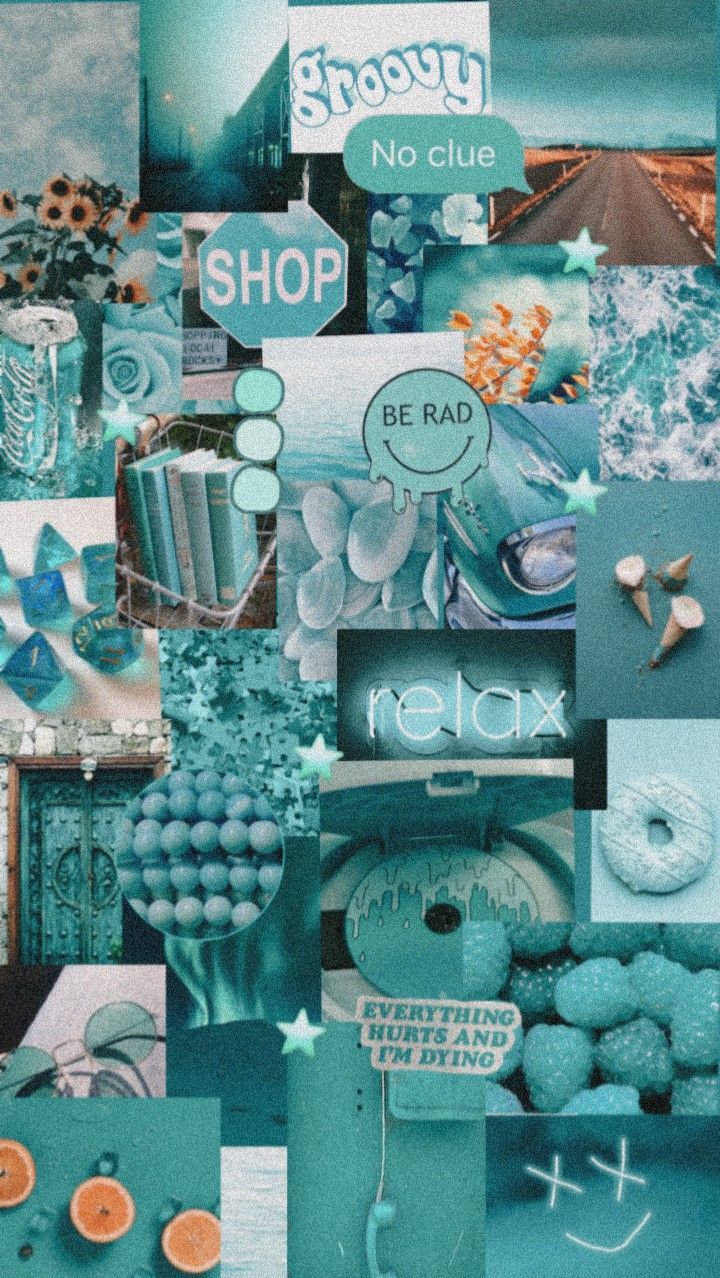 Collage, Smiley, Neonschrift, Ästhetik, Hintergrundbild für iPhone und Android