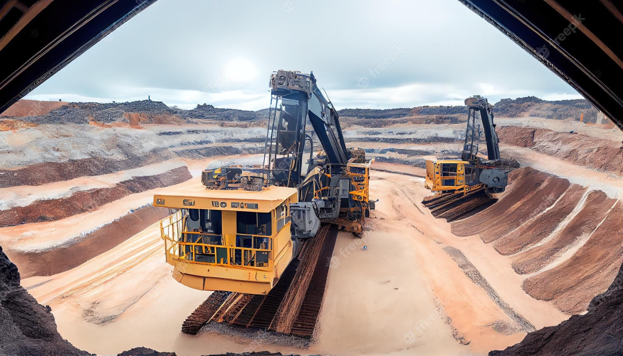 Tagebau, Schaufelradbagger, Bergbau, Großgerät, Weitwinkel, Erdschichten, Full HD, Windows-Hintergrundbild