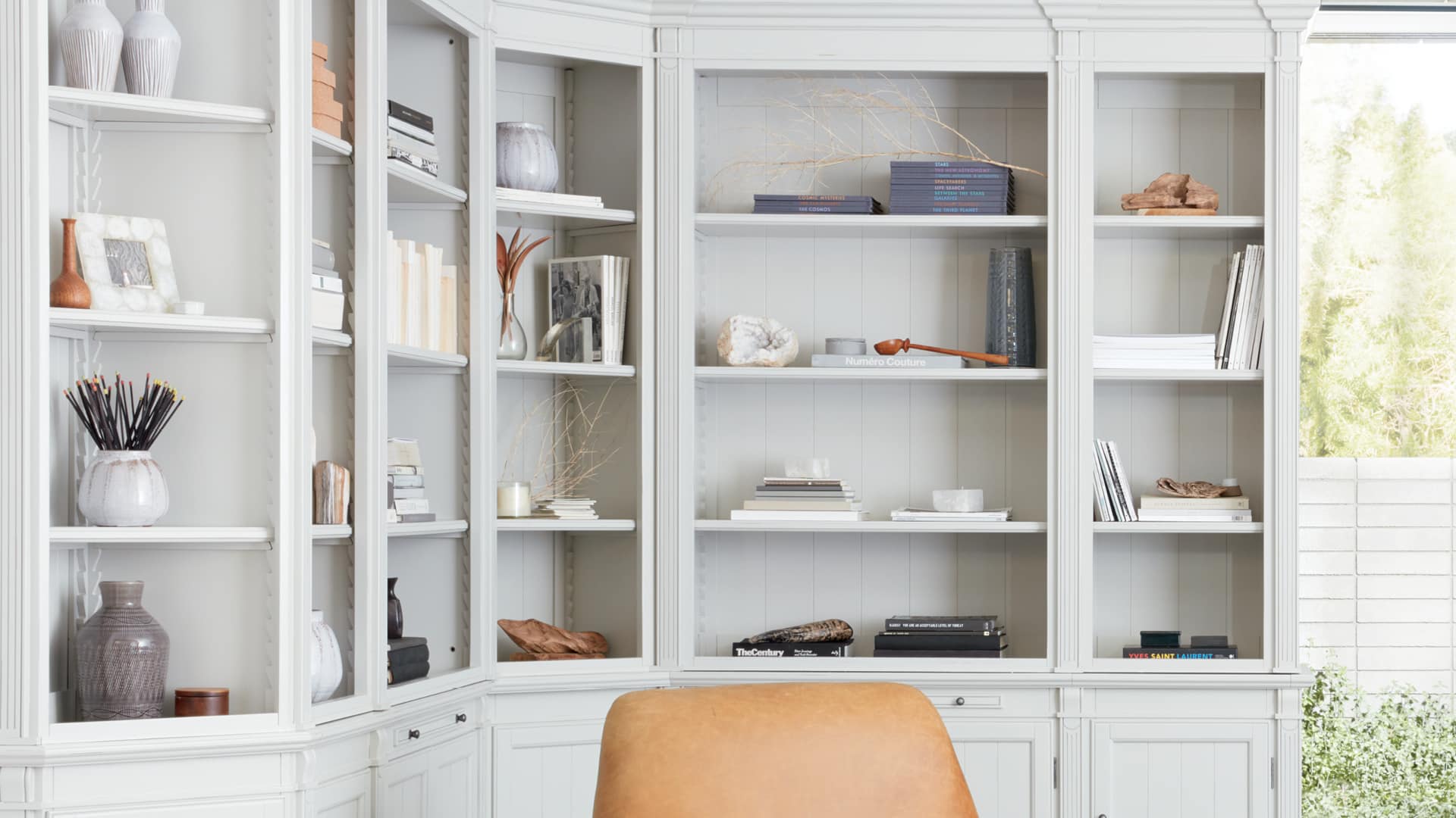 Bücherregal, Arbeitszimmer, Weißes Regal, Interieur, Deko, Full HD, Laptop-Hintergrundbild