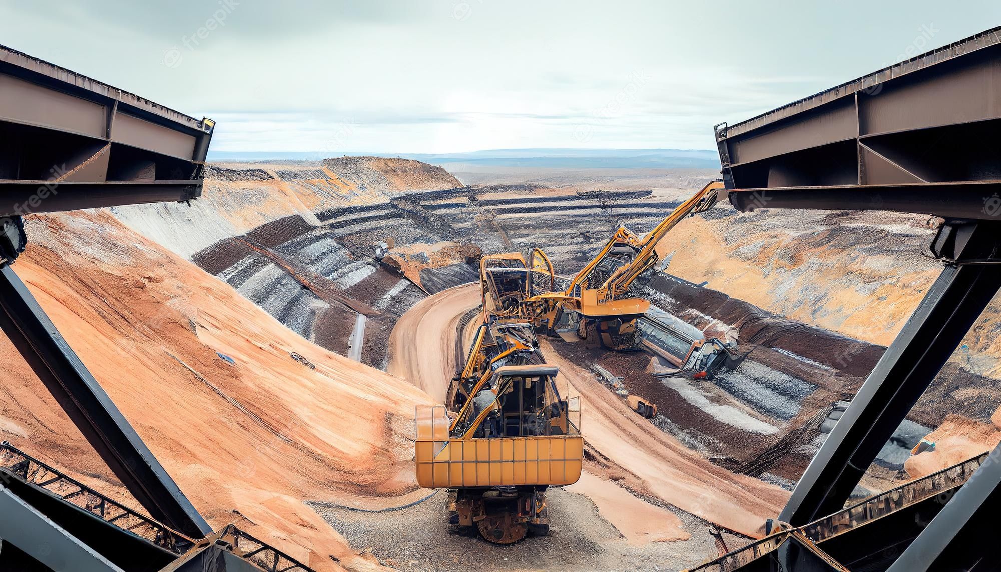 Tagebau, Bagger, Bergbau, Stahlträger, Sandgrube, Weitwinkel, Full-HD-Hintergrundbild für PC