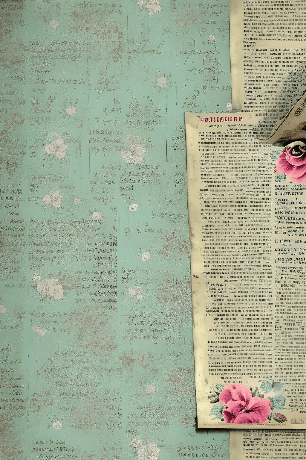 Zeitungspapier, Vintage, Blumenmuster, Collage, Hintergrundbild für iPhone und Android