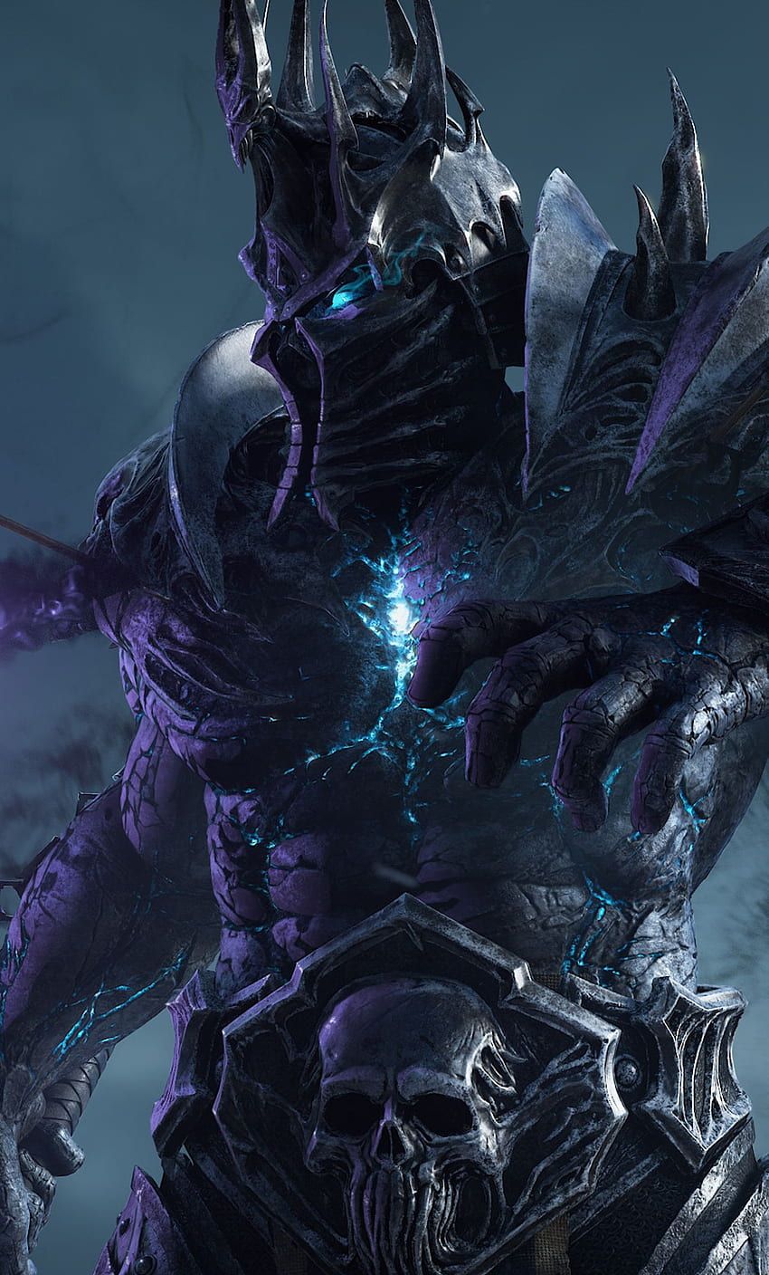 Lichkönig, World of Warcraft, Rüstung, Dunkel, Lila Leuchten, HD, Handy-Hintergrundbild