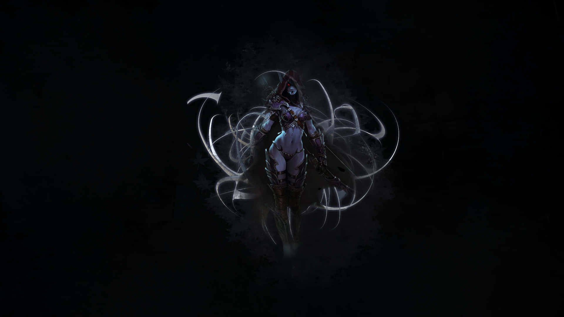 Sylvanas Windläufer, Shadowlands, Schwarzer Hintergrund, Silhouette, Minimalismus, 1080p Wallpaper