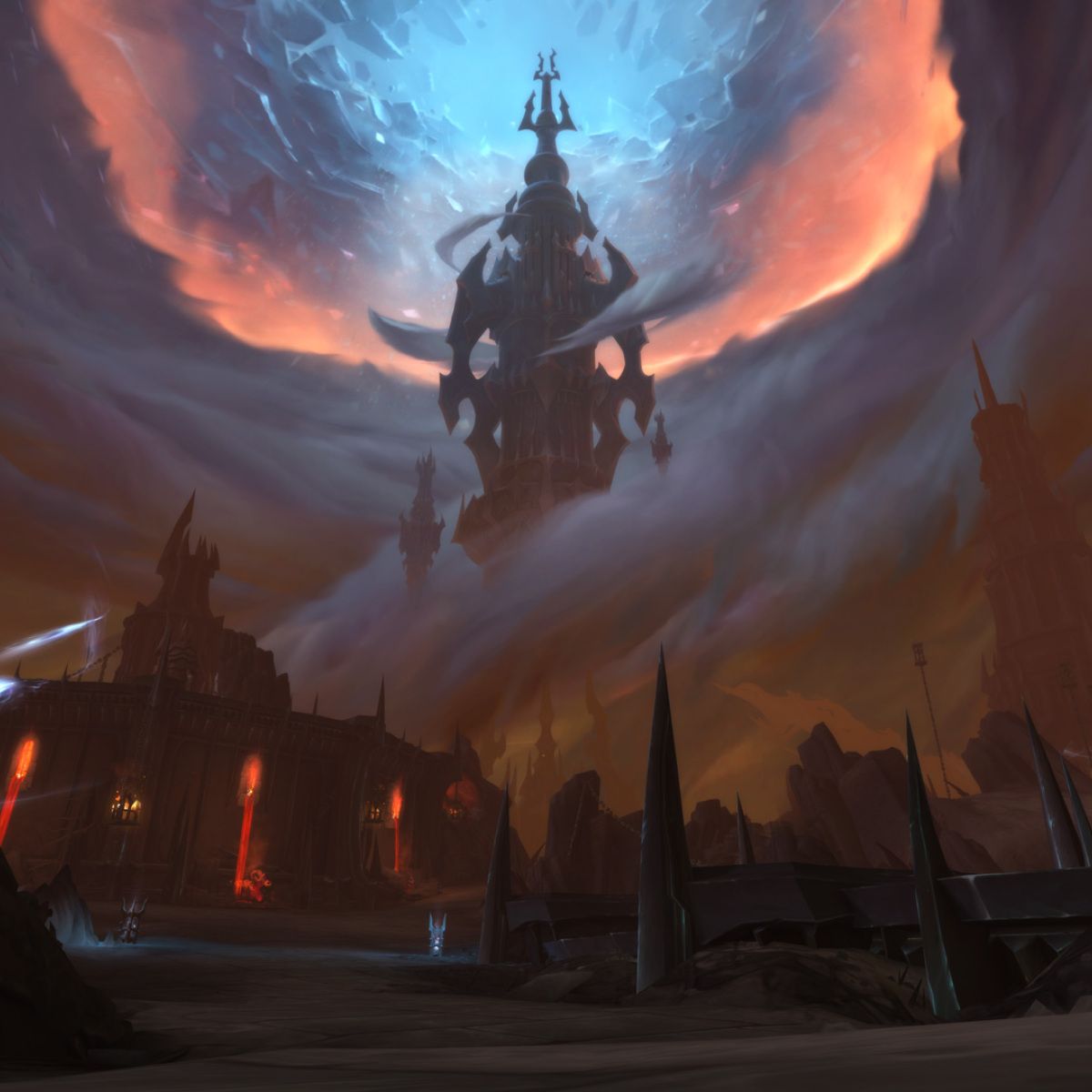 Zitadelle, Himmelsriss, World of Warcraft, Düster, Rote Wolken, Hintergrundbild fürs Tablet
