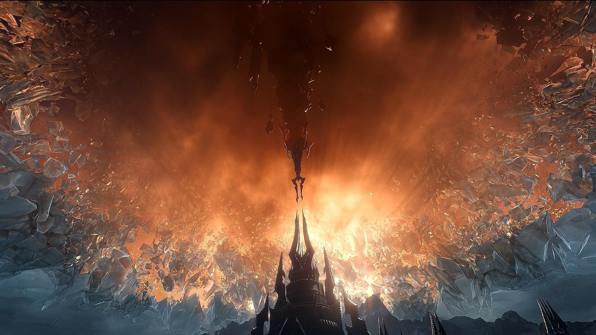 Shadowlands, Eiskrone, Himmelsriss, Feuerhimmel, Panorama, Full HD, Desktop-Hintergrund