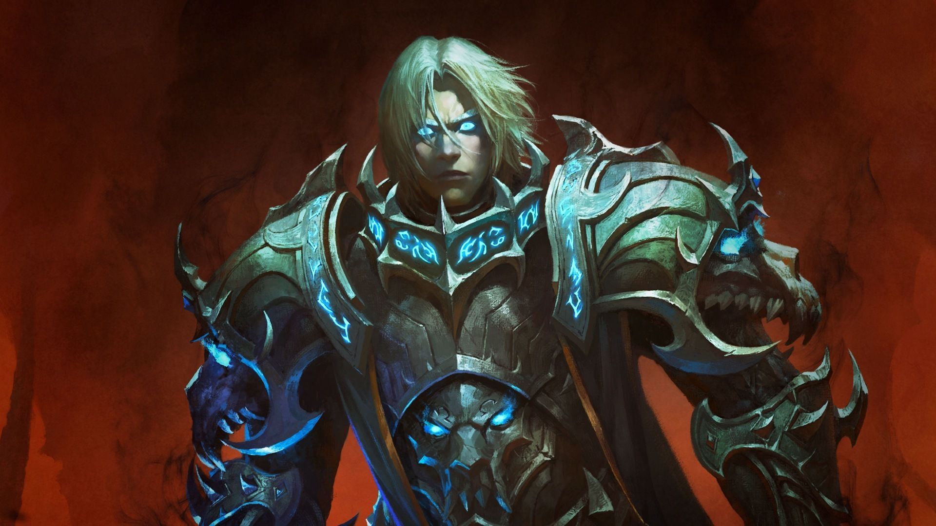 Arthas Menethil, World of Warcraft, Todesritter, Rüstung, Roter Hintergrund, 1080p Wallpaper