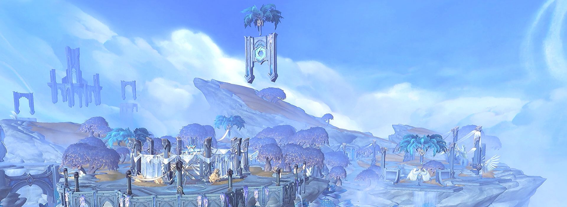 Bastion, Shadowlands, Himmelsinseln, Hellblau, Konzeptkunst, Full-HD-Hintergrundbild für PC