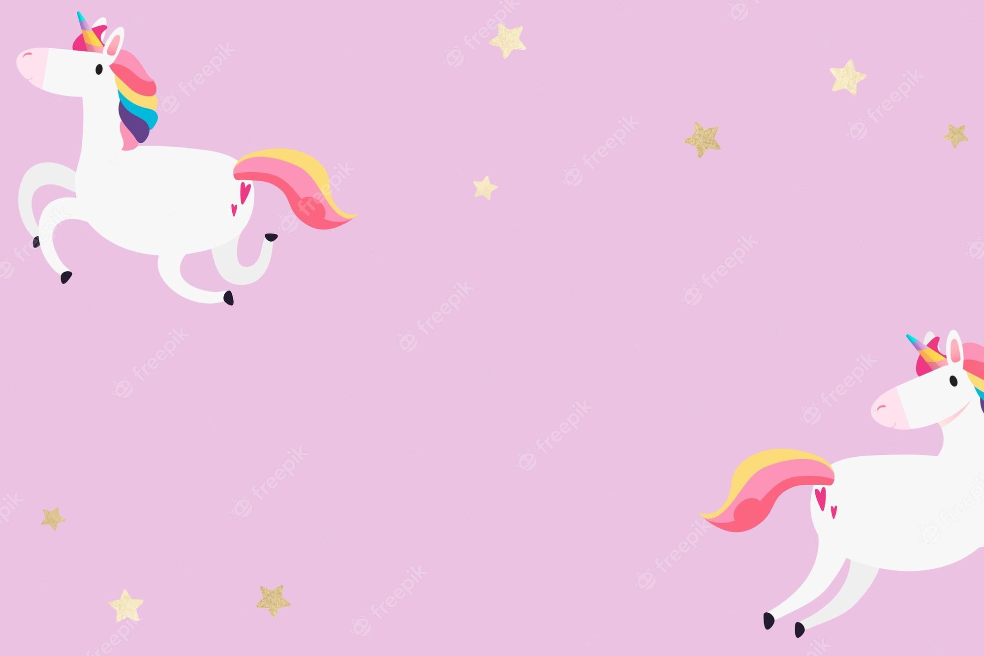Einhörner, Fliegend, Fliederfarben, Sterne, Cartoon, Full HD, Desktop-Hintergrund für Windows