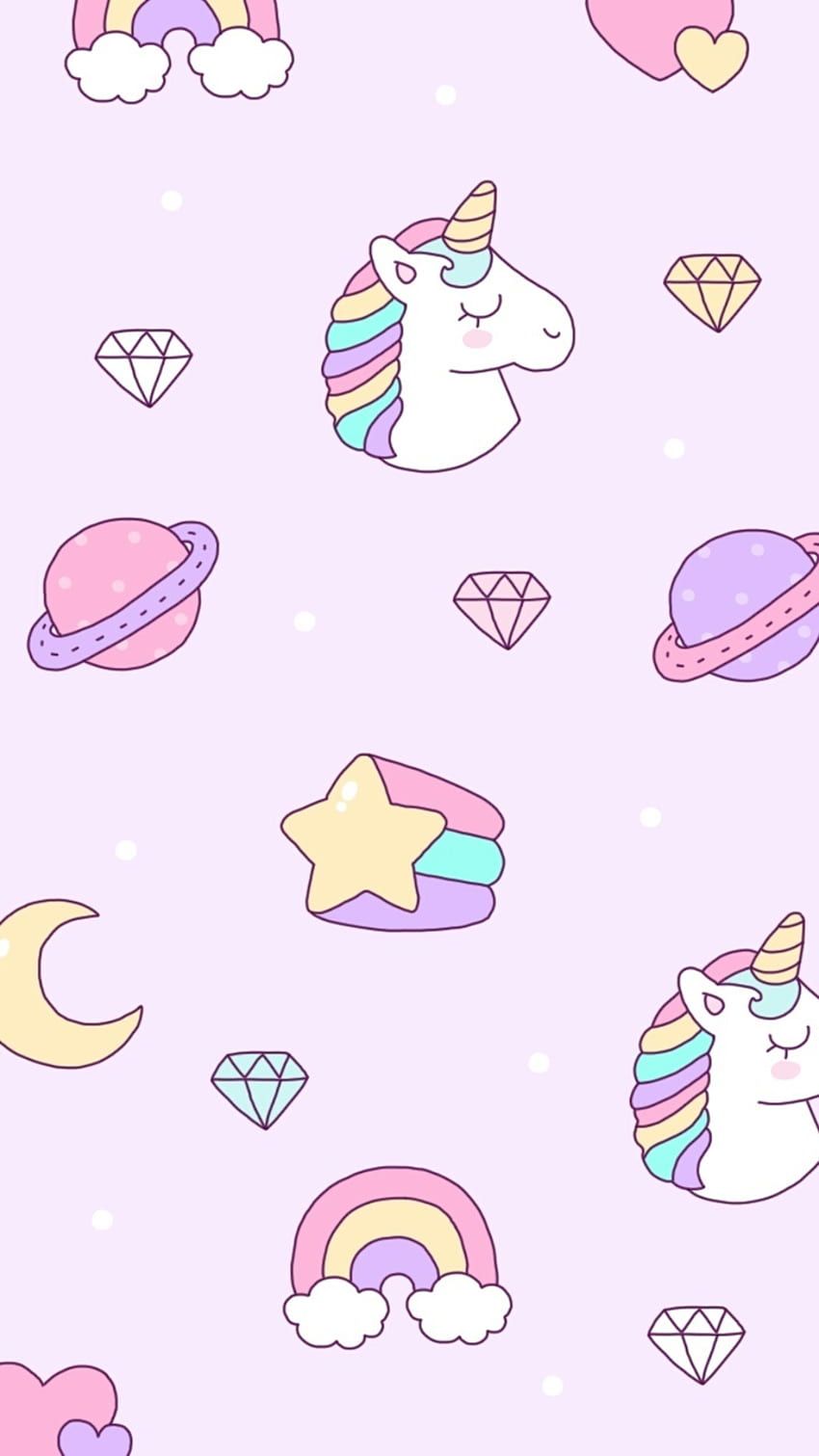 Einhorn-Muster, Diamanten, Planeten, Regenbögen, Pastell, HD, iPhone-Hintergrundbild