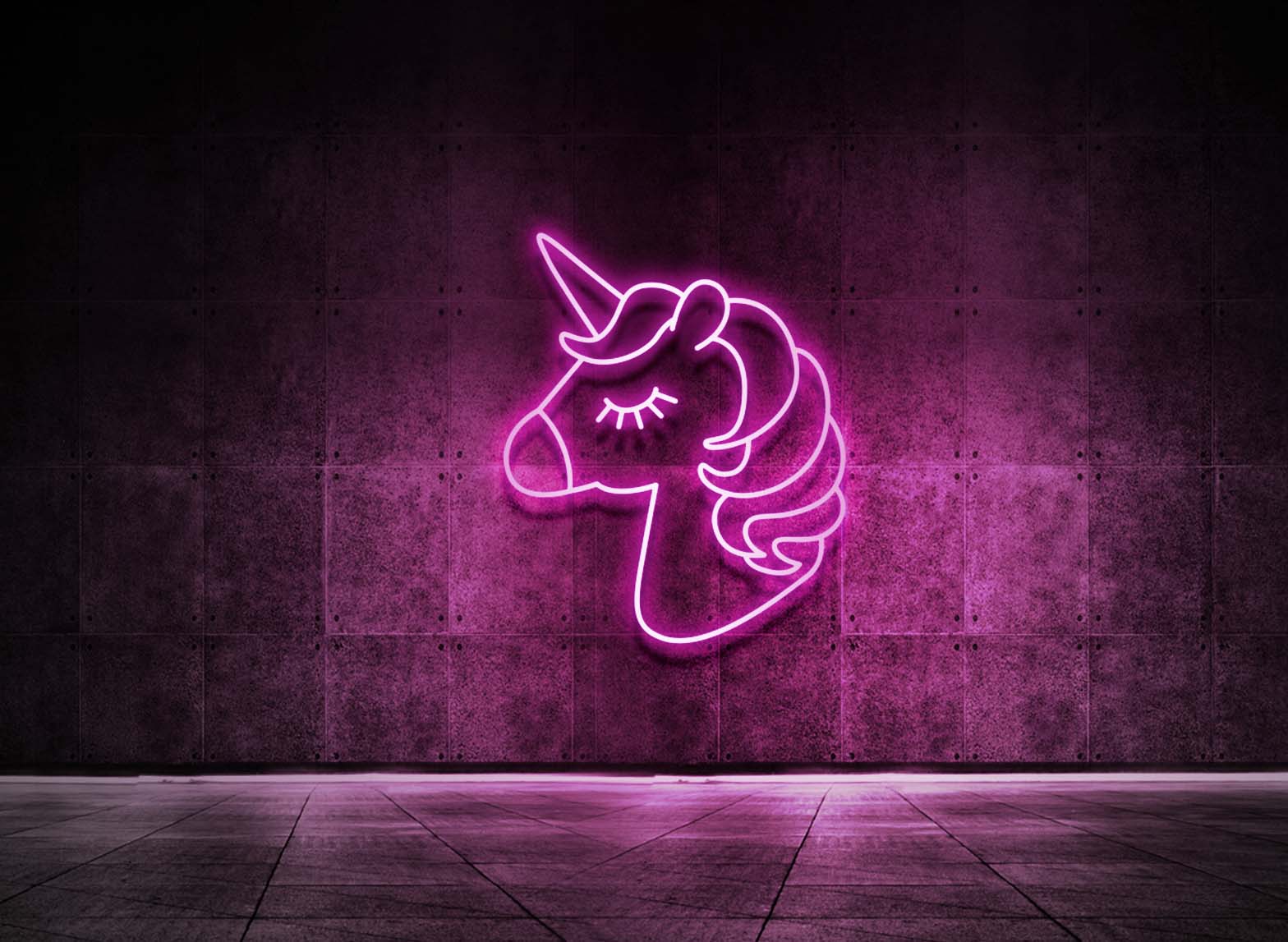 Neon-Einhorn, Neonschild, Pink, Backsteinwand, Dunkel, HD, Hintergrundbild für den PC