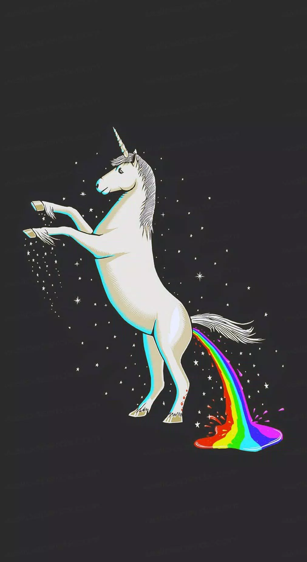 Einhorn, Regenbogen, Lustig, Schwarzer Hintergrund, Meme, Sperrbildschirm fürs iPhone