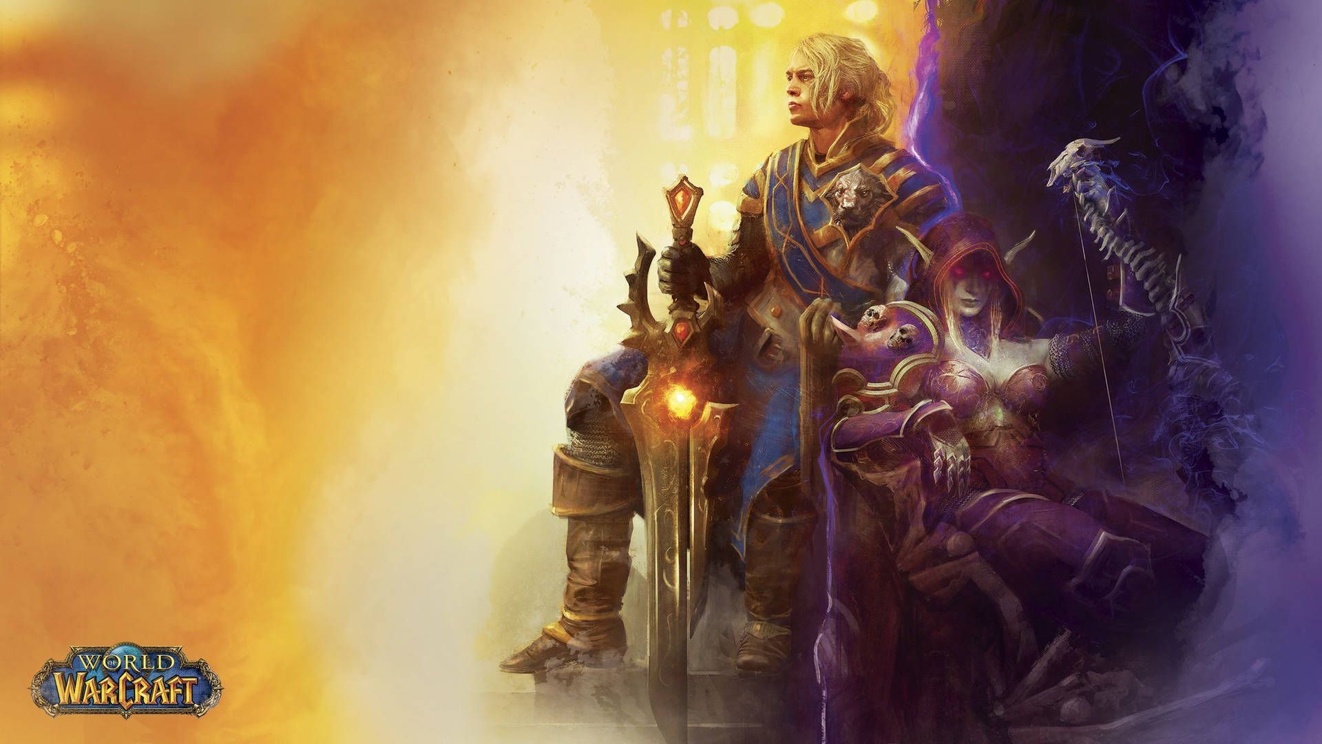 Anduin Wrynn, World of Warcraft, Thron, König, Goldenes Licht, Full HD, PC-Hintergrundbild