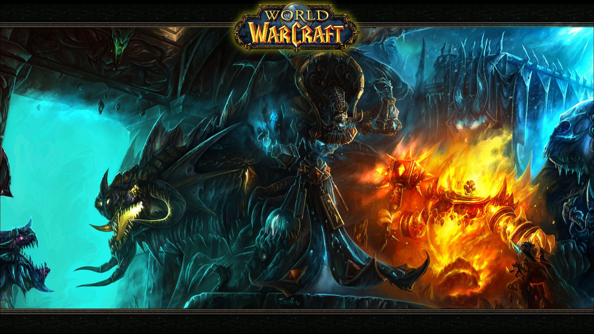 World of Warcraft, Drachen, Feuer, Eis, Logo, Full HD 1080p, Desktop-Hintergrundbild