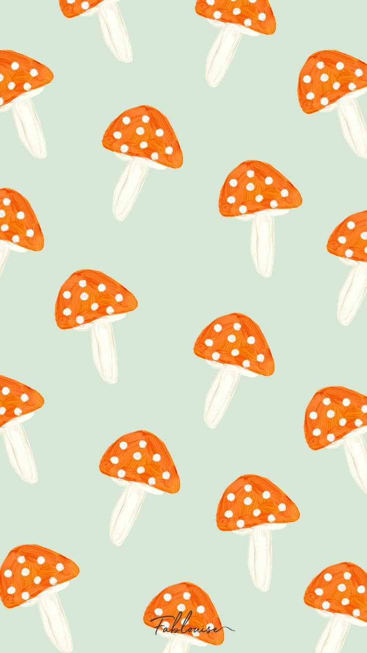 Fliegenpilze, Pilze, Muster, Mintgrün, Illustration, HD, Handy-Hintergrund im Hochformat