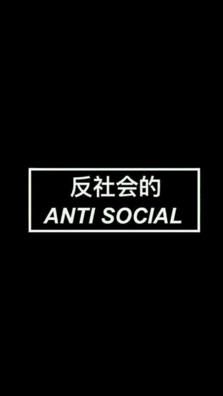 Anti Social, Japanische Schrift, Schwarzer Hintergrund, Typografie, Minimalistisch, Sperrbildschirm