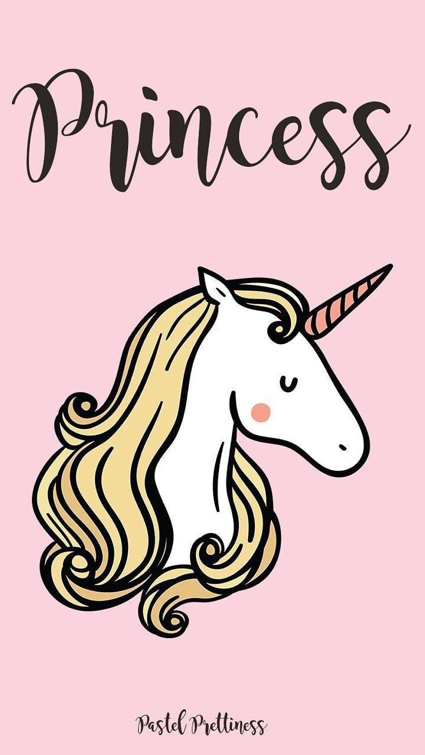 Princess, Einhornkopf, Goldene Mähne, Rosa Hintergrund, Illustration, Sperrbildschirm fürs iPhone