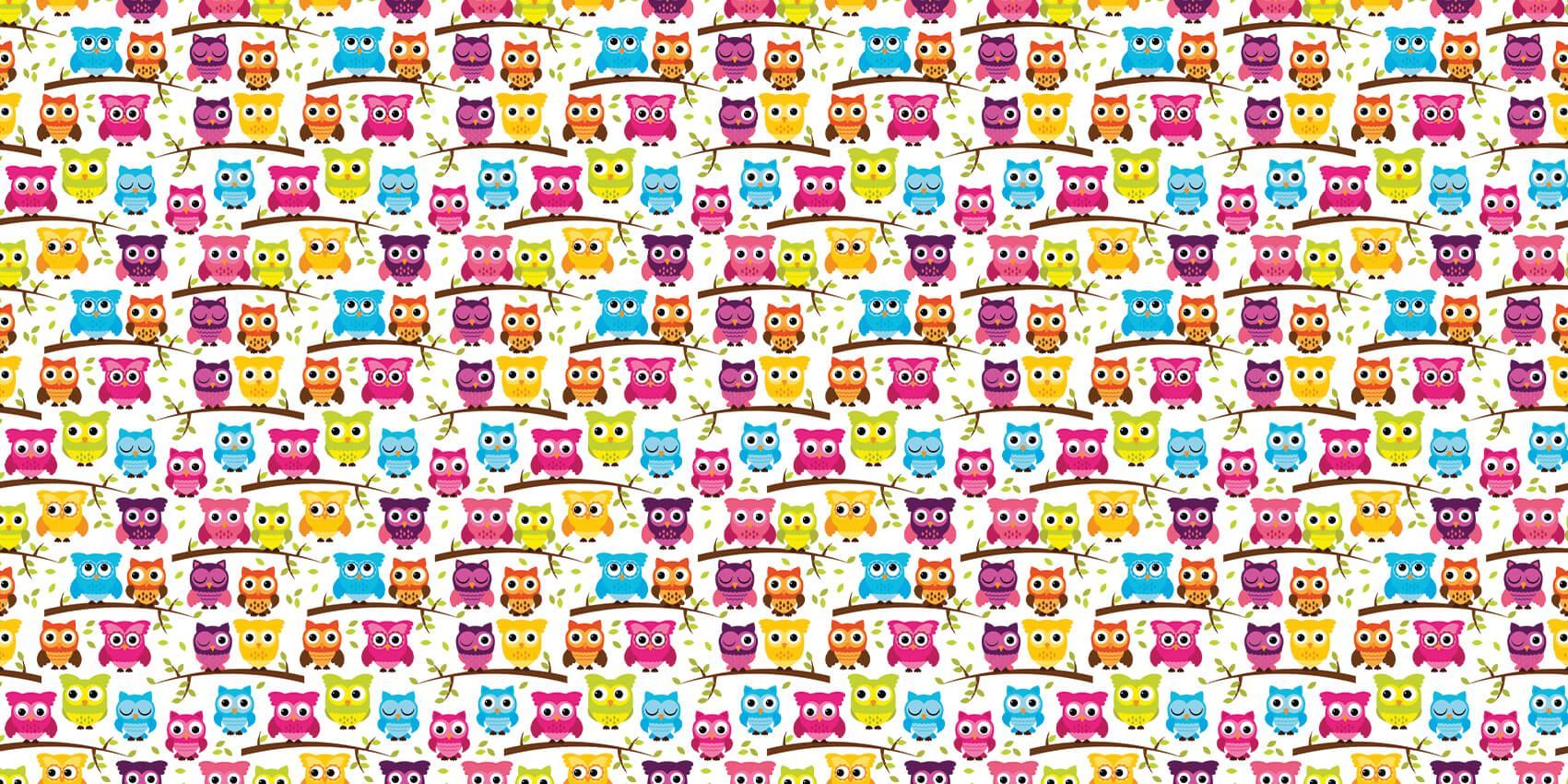 Eulenmuster, Bunt, Cartoon, Kinder, Pink-Gelb, HD, Hintergrund für den Desktop