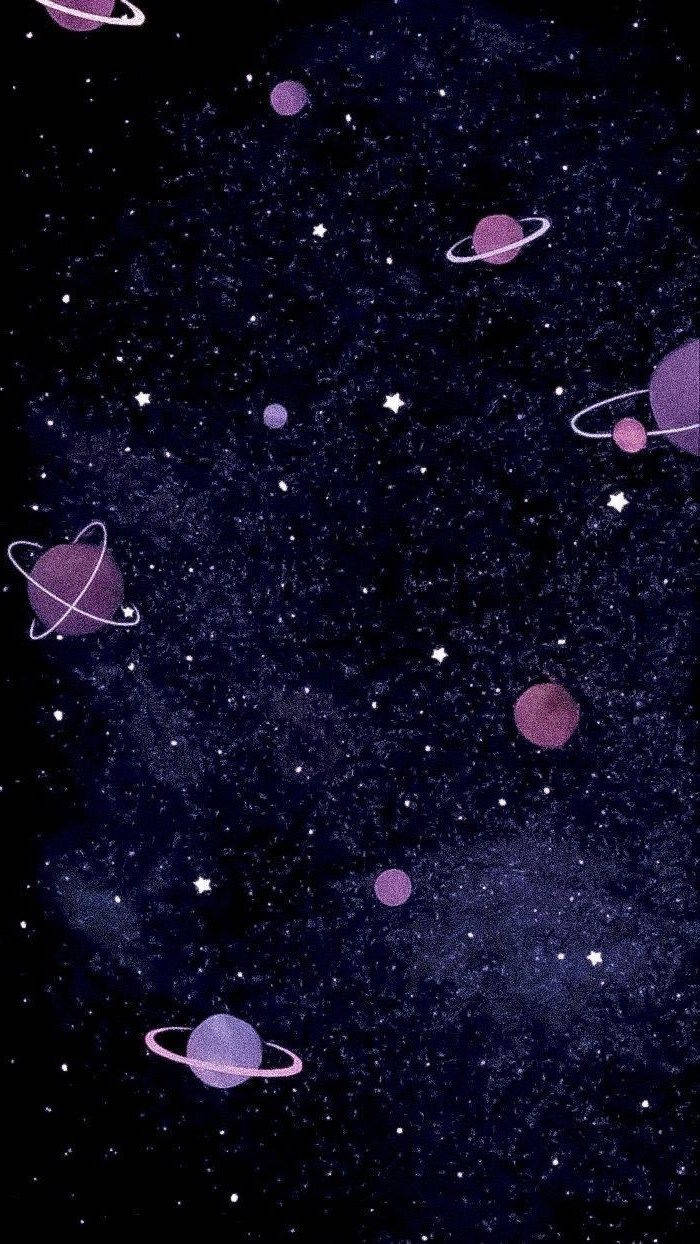Planeten, Sternenhimmel, Dunkelblau, Minimalistisch, Nacht, Hintergrundbild fürs Handy