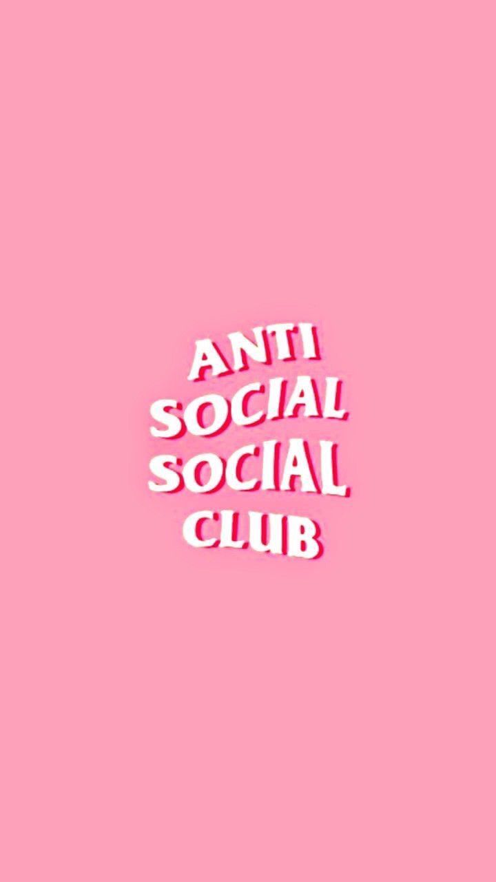 Anti Social Social Club, Rosa Hintergrund, Logo, Typografie, Streetwear, Sperrbildschirm fürs iPhone